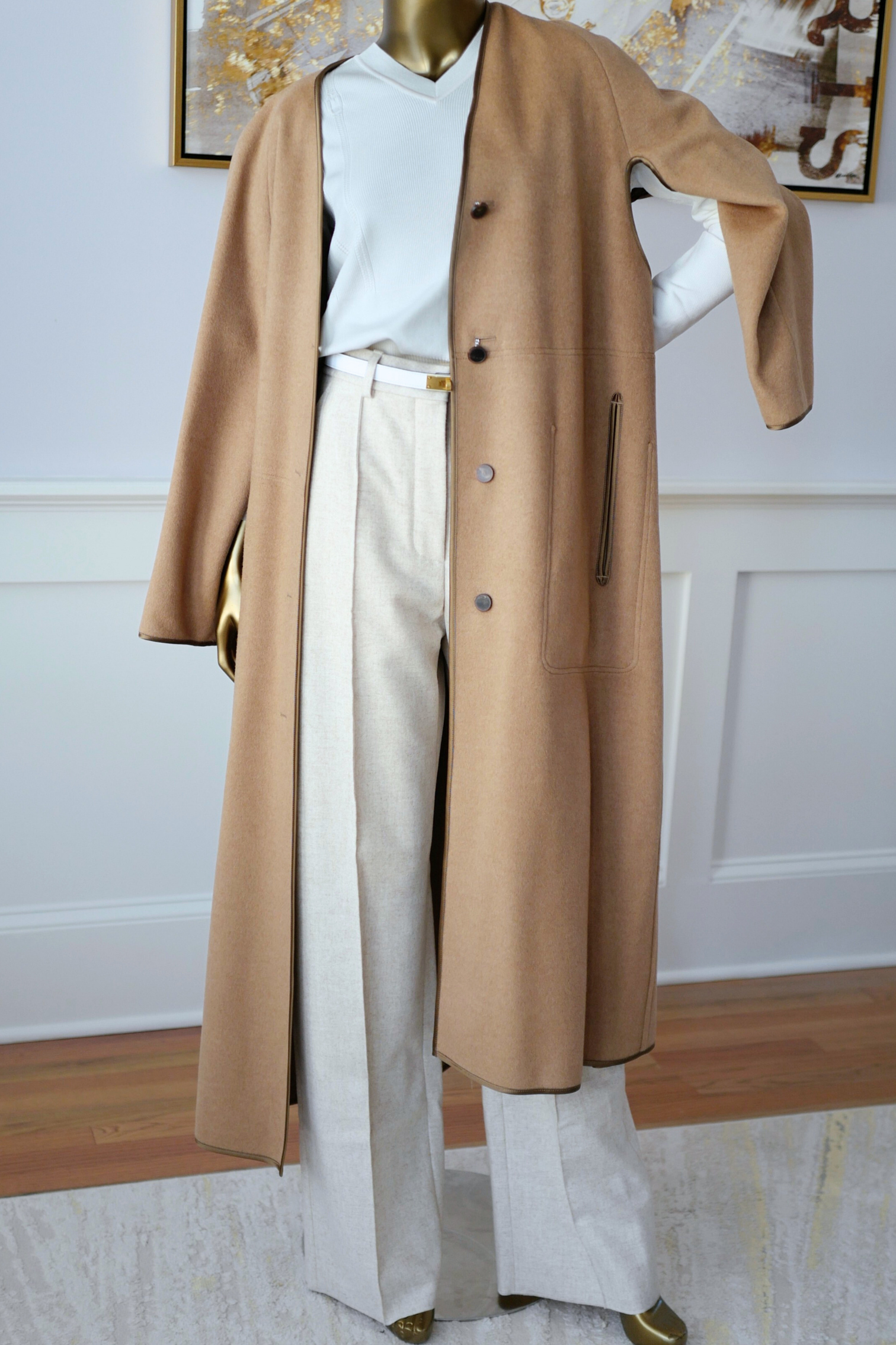 Hermès Women’s Overcoat Size 34 Beige Camel Hair Coat