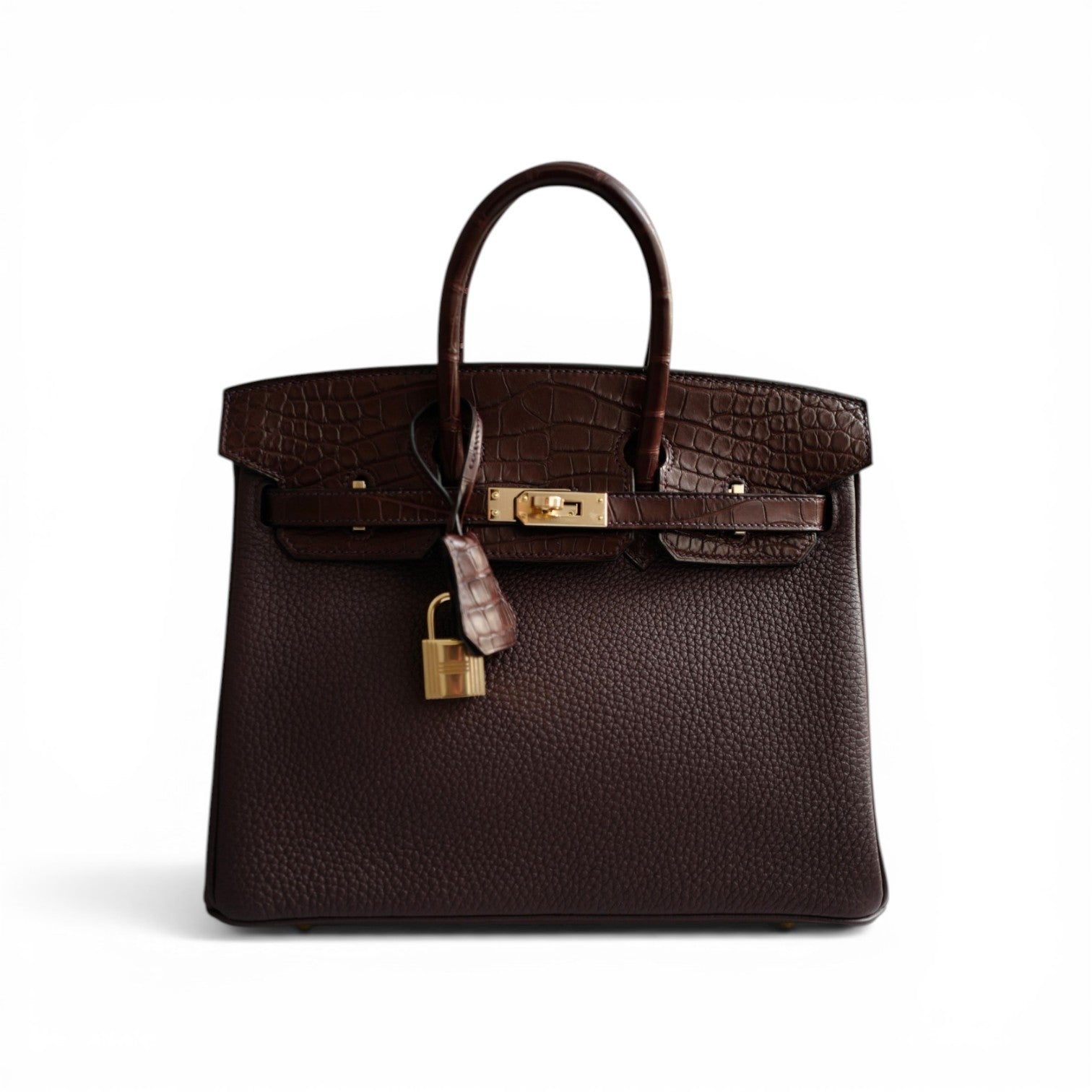 Hermes Birkin 25 Touch Rouge Sellier Togo/Matte Crocodile w/ Champagne Gold HW