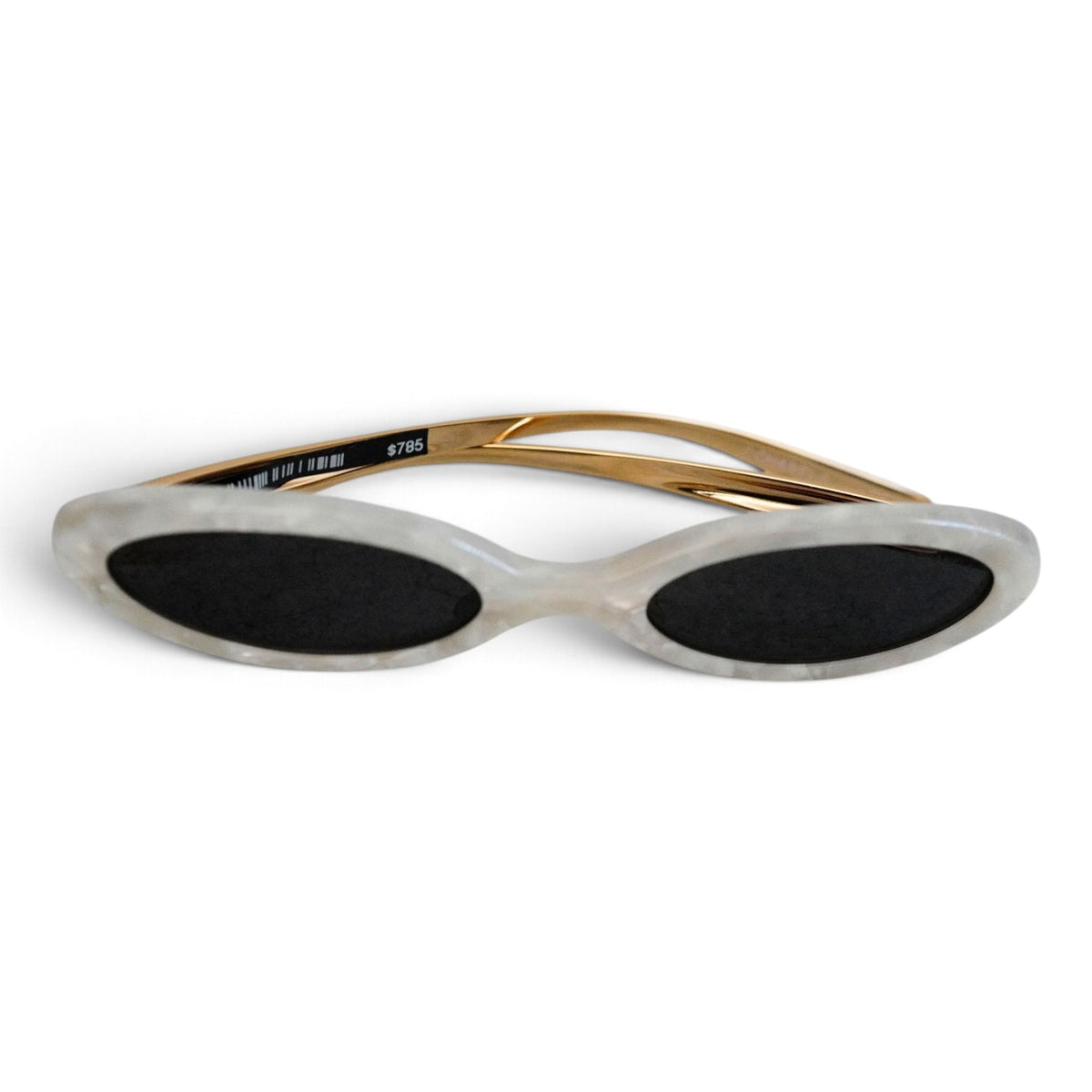 CHANEL 26K Fall/Winter Oval Sunglasses Blanc Acetate Frame Gray Lens 19mm