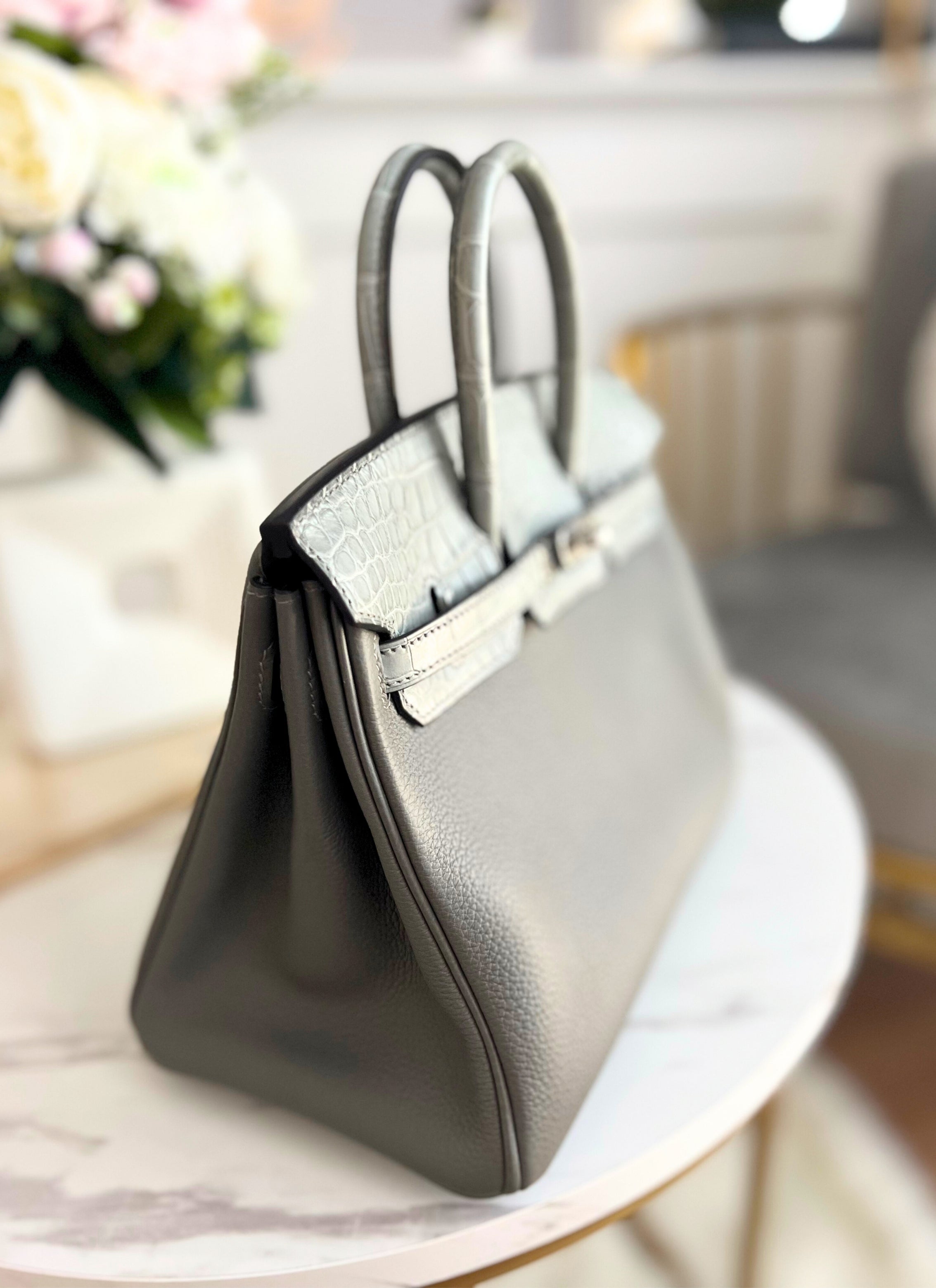 NEW Hermes Birkin 25 Touch Gris Meyer Palladium Hardware B Stamp 2023