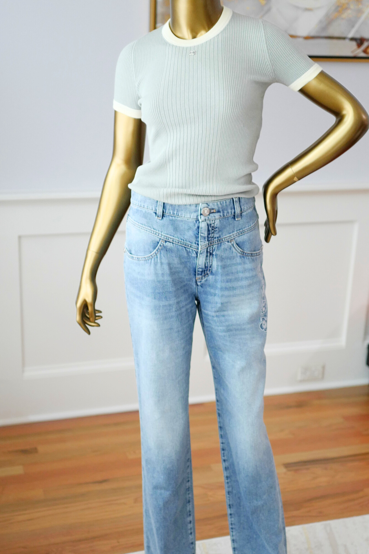 NEW Chanel Coco Beach 2025 Collection T-Shirt Grey size 34