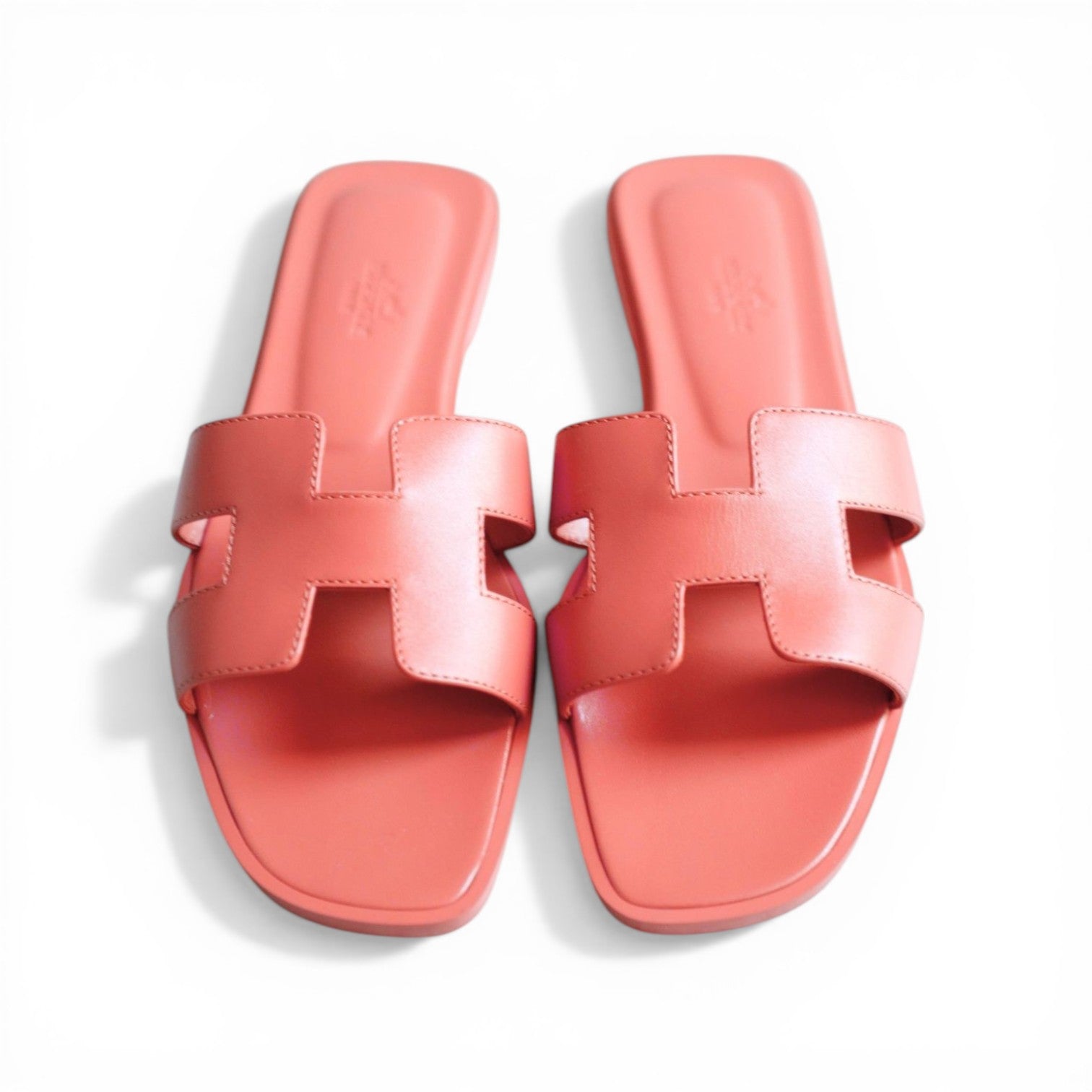 Hermès Oran Sandal Rouge Tomette Calfskin Leather Size 38.5