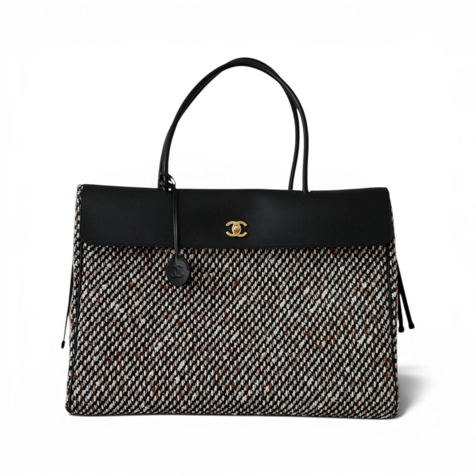 Chanel 26s Large Shopping Bag Black/Ecru Wool Gold Hardware "Matthieu Blazy's"