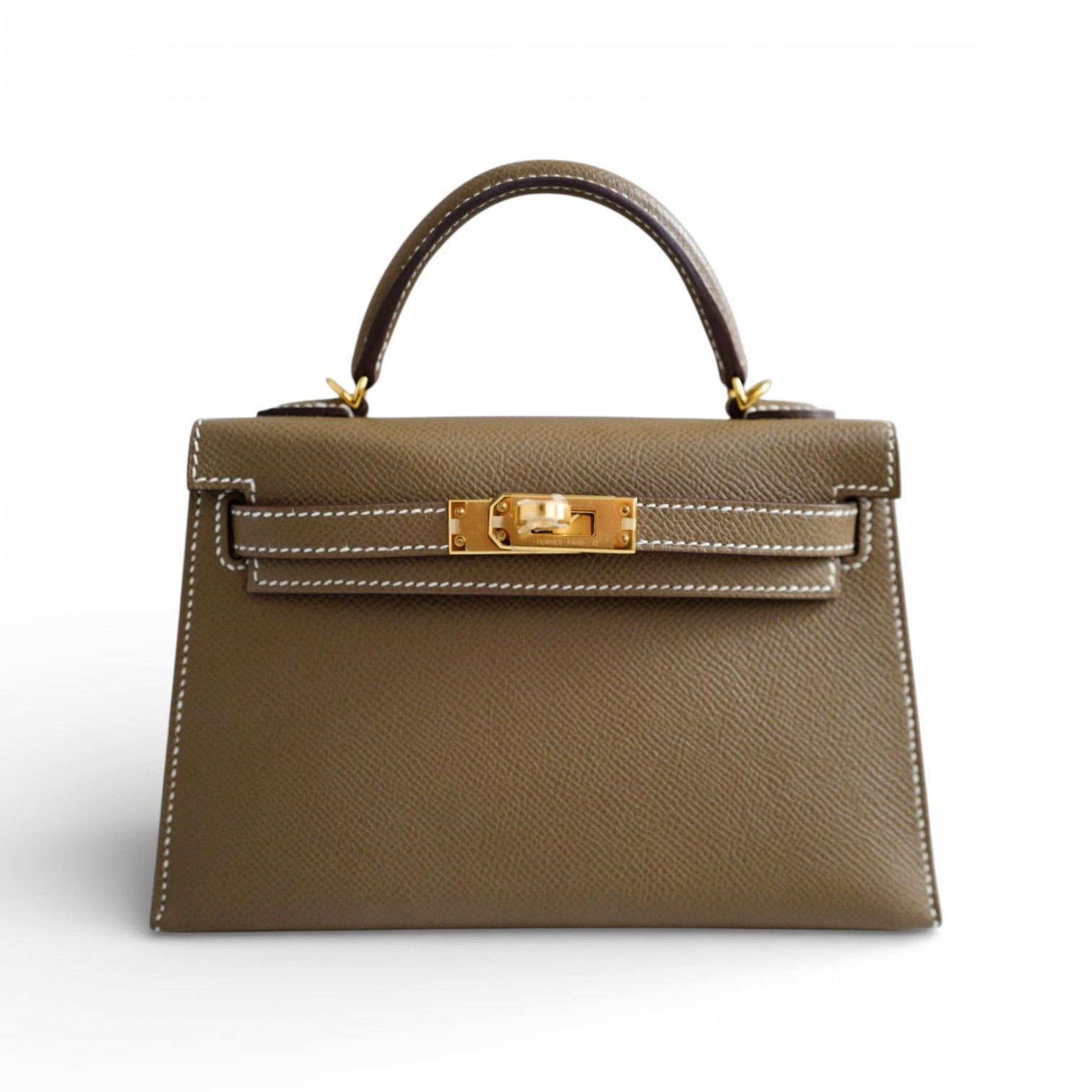 Hermès Mini Kelly Etoupe Epsom Leather Gold Hardware 2023 B Stamp
