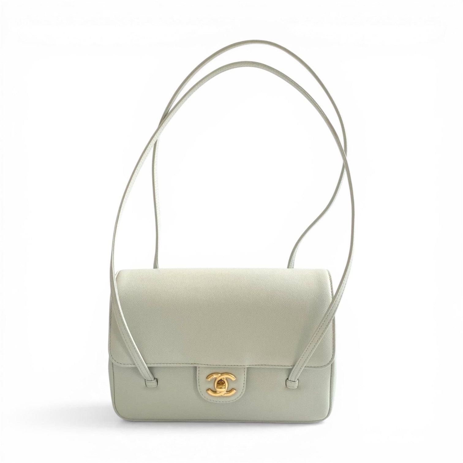 Chanel 26s Preppy Coco 22 Small Light Green Grained Shiny Calfskin GHW