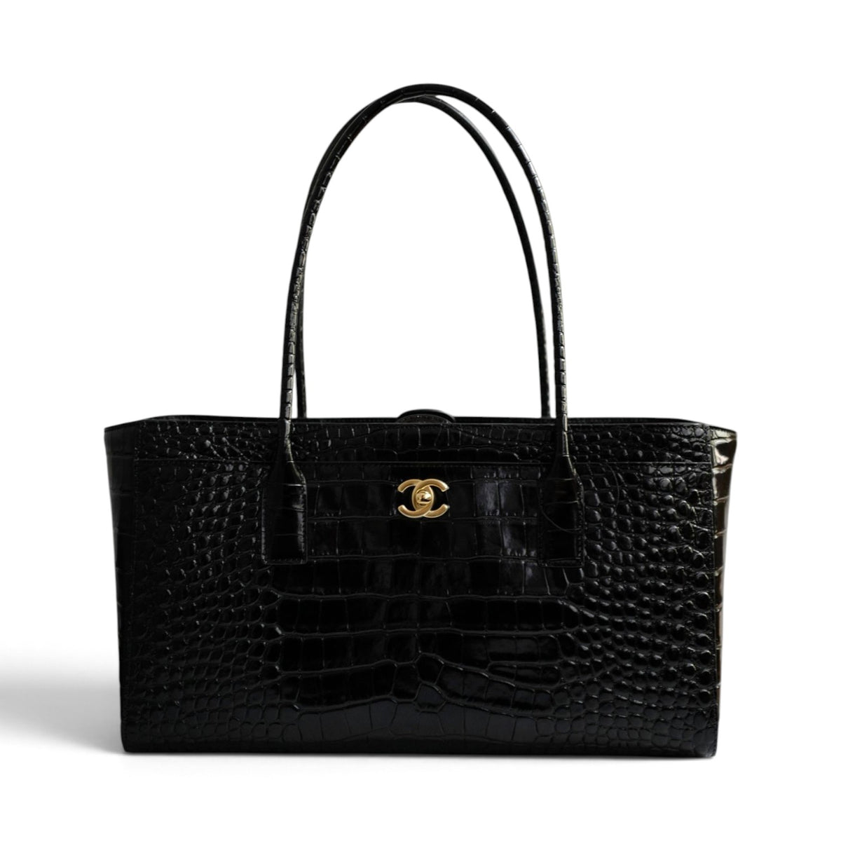 Chanel 26k Matthieu Blazy's Small Tote Black Crocodile Embossed Calfskin GHW