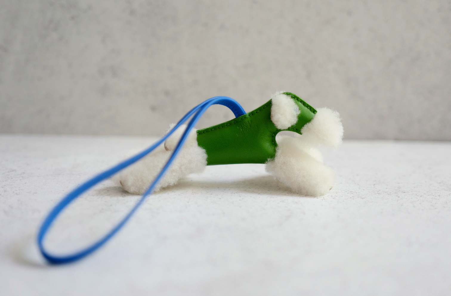 Hermès Budy Charm Écru/Vert Yucca/Bleu Hydra Merinos Wool Milo Lambskin