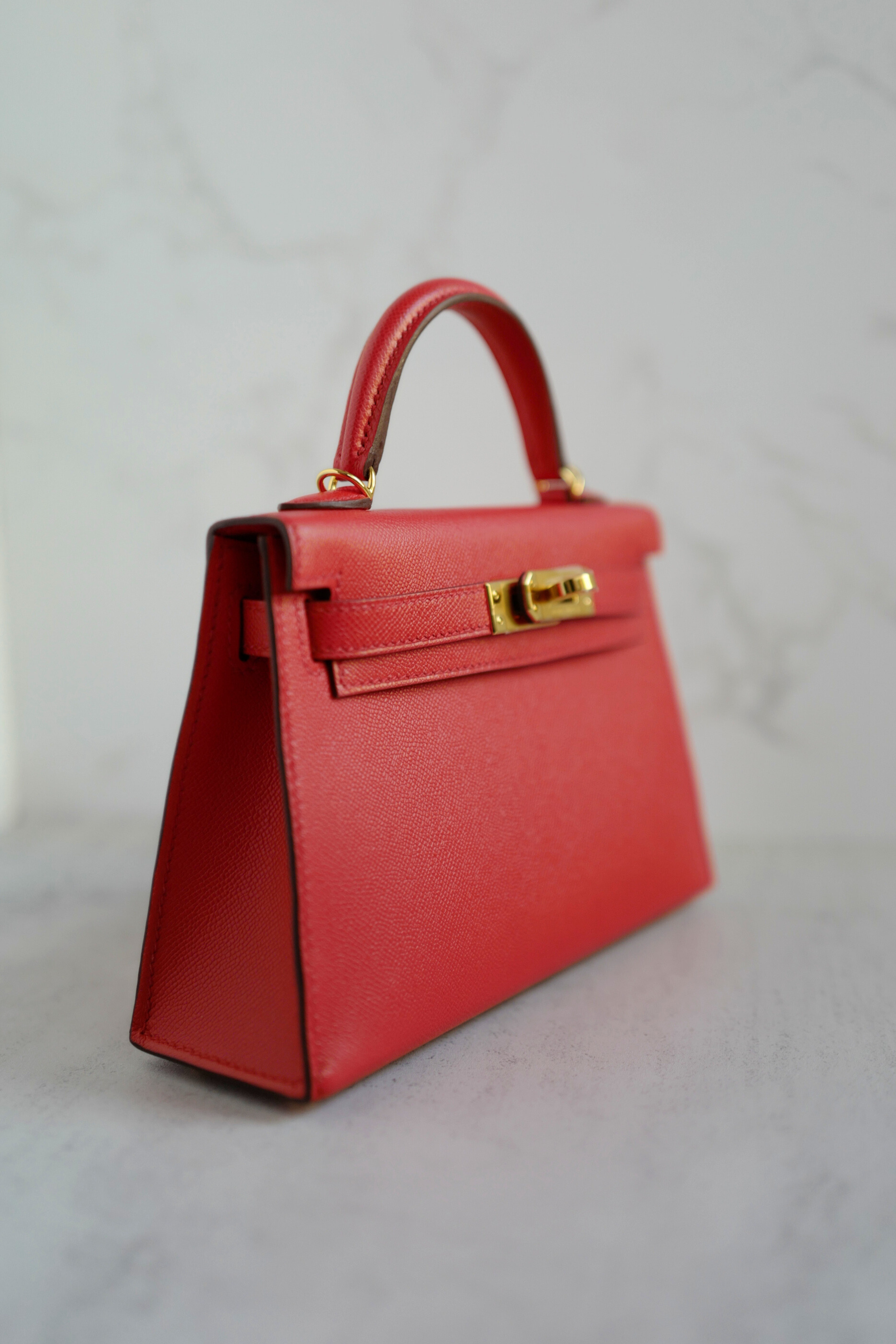 Hermès Mini Kelly Rouge De Coeur Madame Leather Gold Hardware Stamp K