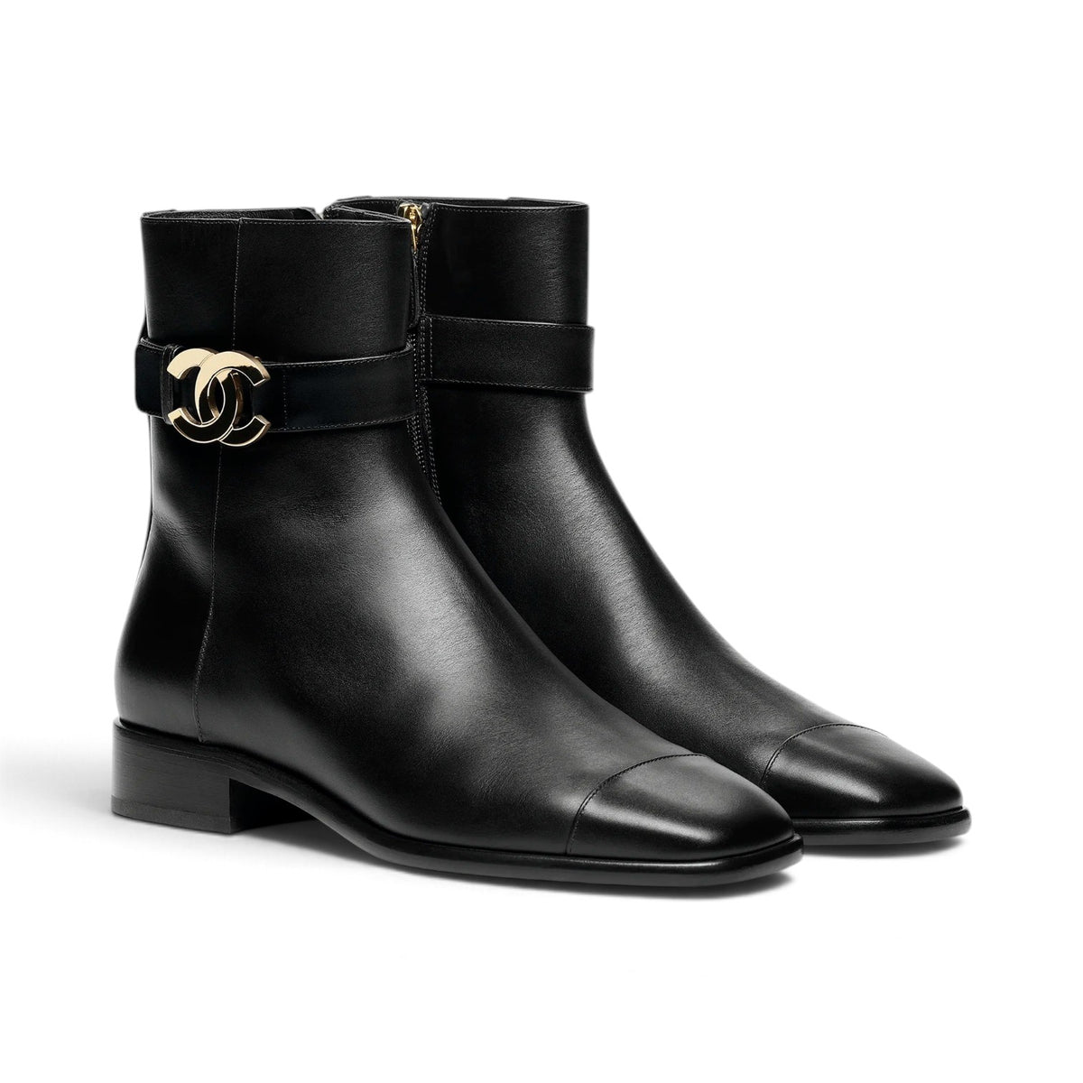 BNIB Chanel 26K Short Boots Black Calfskin Leather Size 38