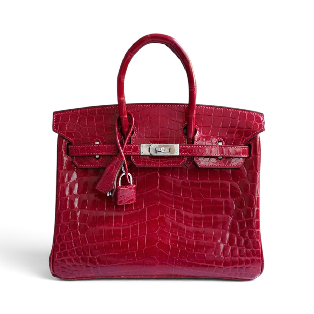 Hermes Birkin 25 Braise Shiny Niloticus Crocodile Palladium Hardware
