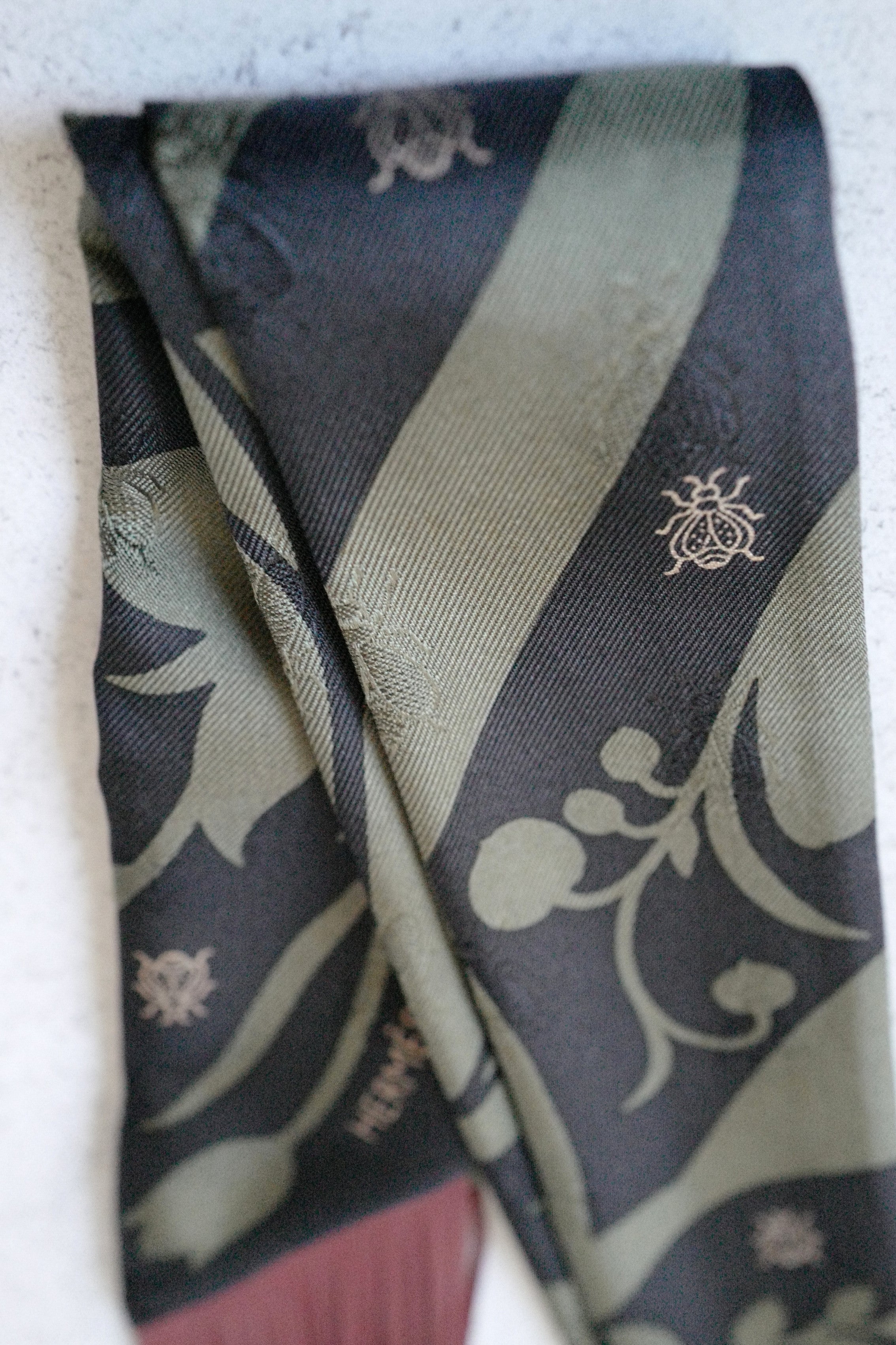 Hermès Twilly Bouquet Final Silk Noir Vert Loden with Leather Fringe