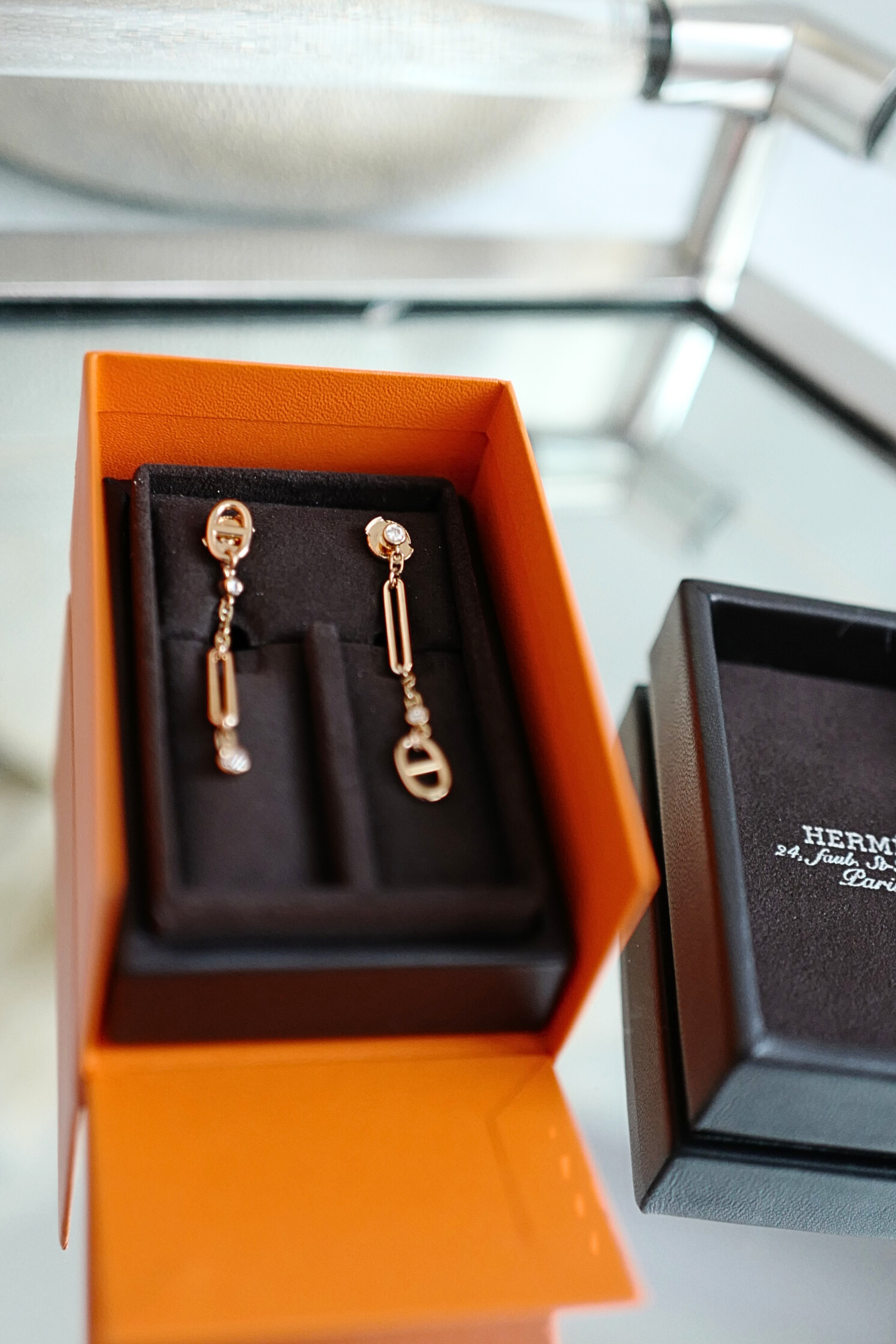 Hermès Chaîne d’Ancre Chaos Earrings Rose Gold with Diamonds