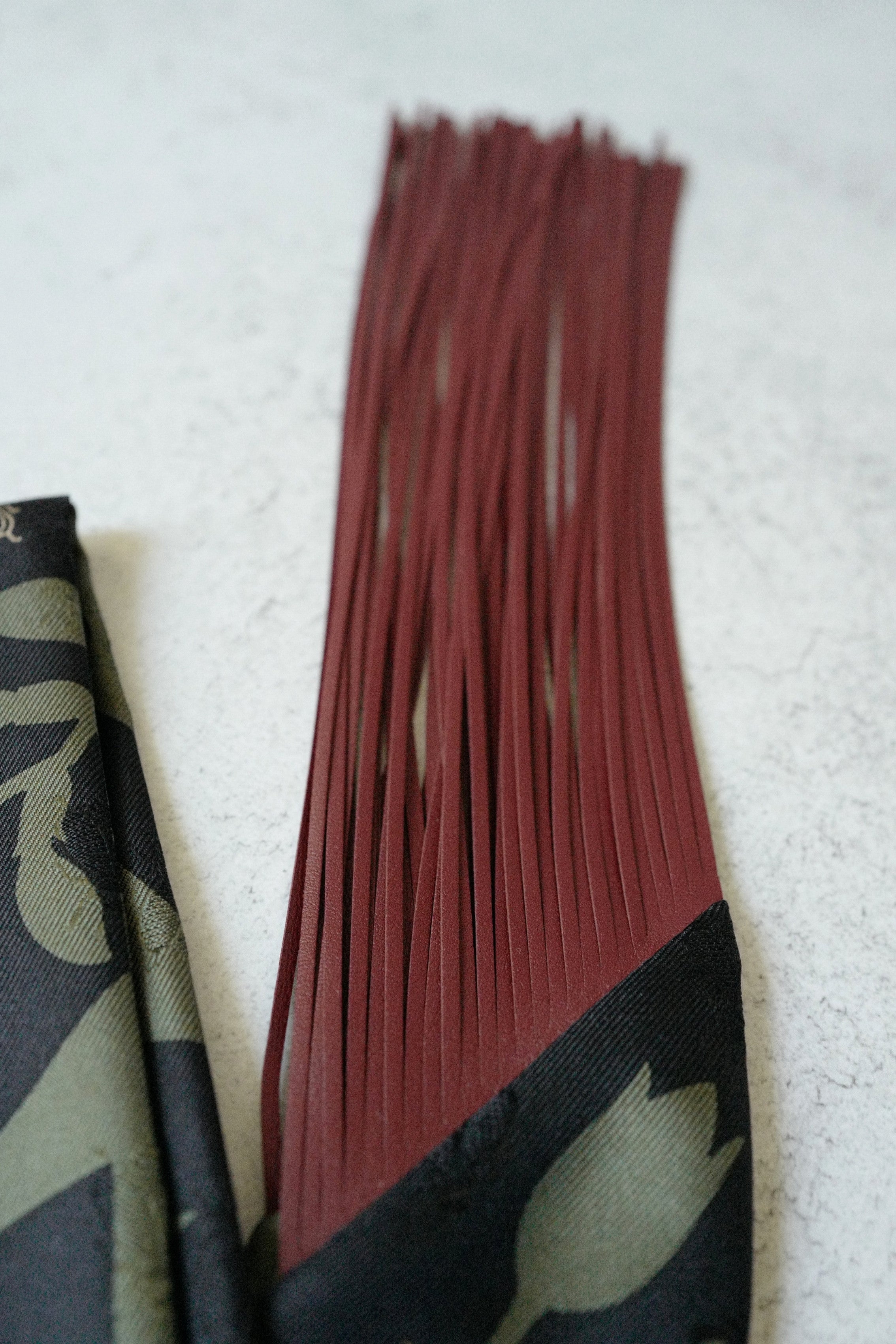 Hermès Twilly Bouquet Final Silk Noir Vert Loden with Leather Fringe