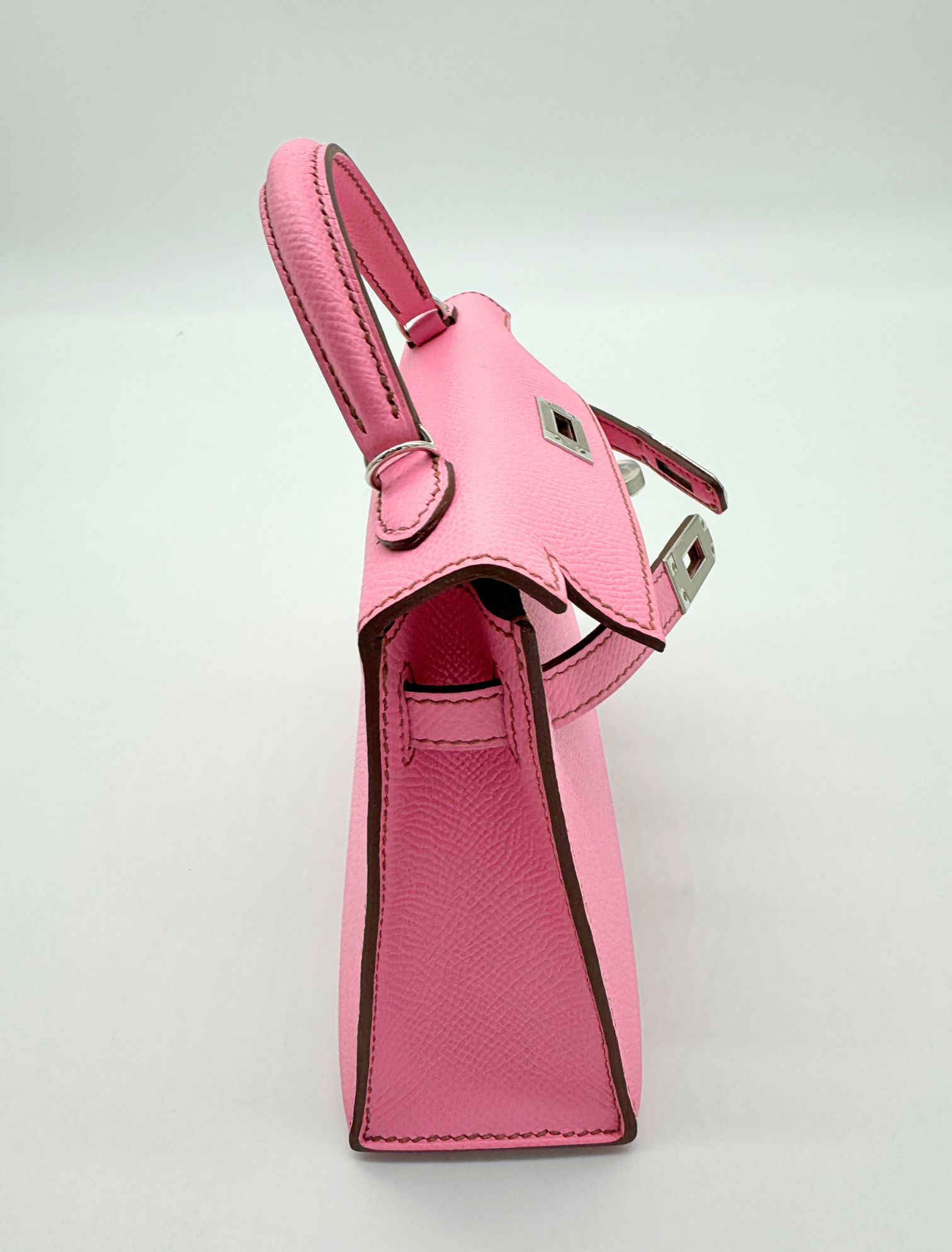 BNIB Hermès Mini Kelly 20 5P Bubblegum Pink Epsom Palladium Hardware Z Stamp