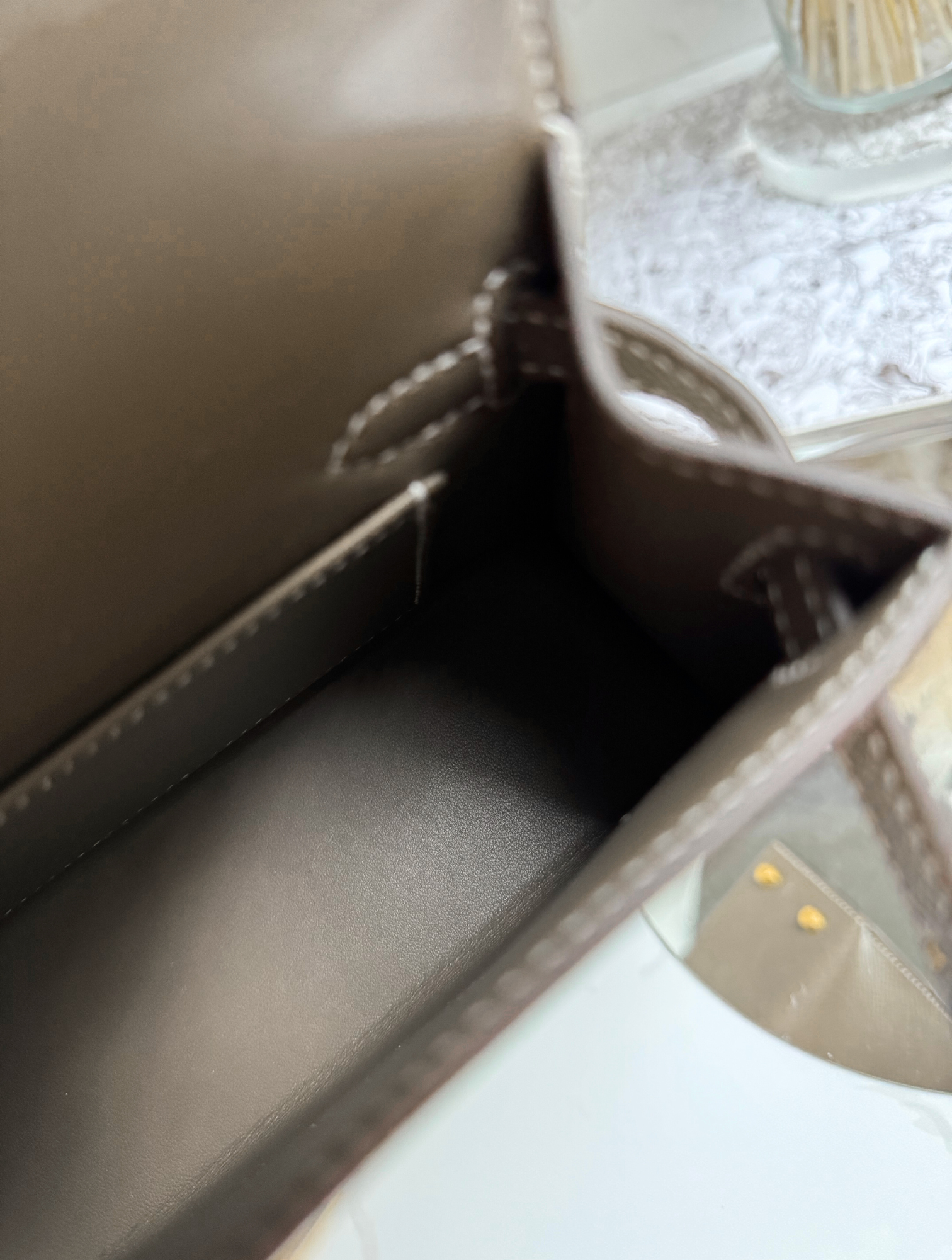 New Hermès Mini Kelly Etoupe Epsom Leather with Gold Hardware