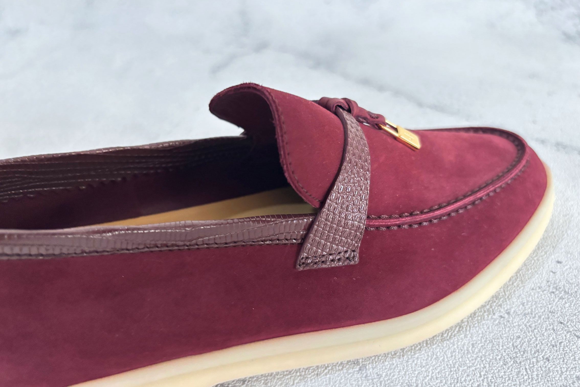 Loro Piana Summer Charms Walk Loafers Azuki Beans Lizard/Suede 37 Limited Ed