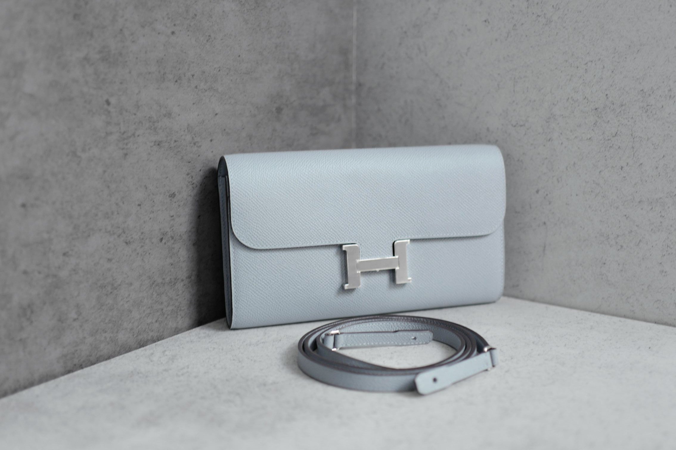 BNIB Hermes Constance To Go Wallet Gris Pantin Epsom Calfskin Palladium Hardware