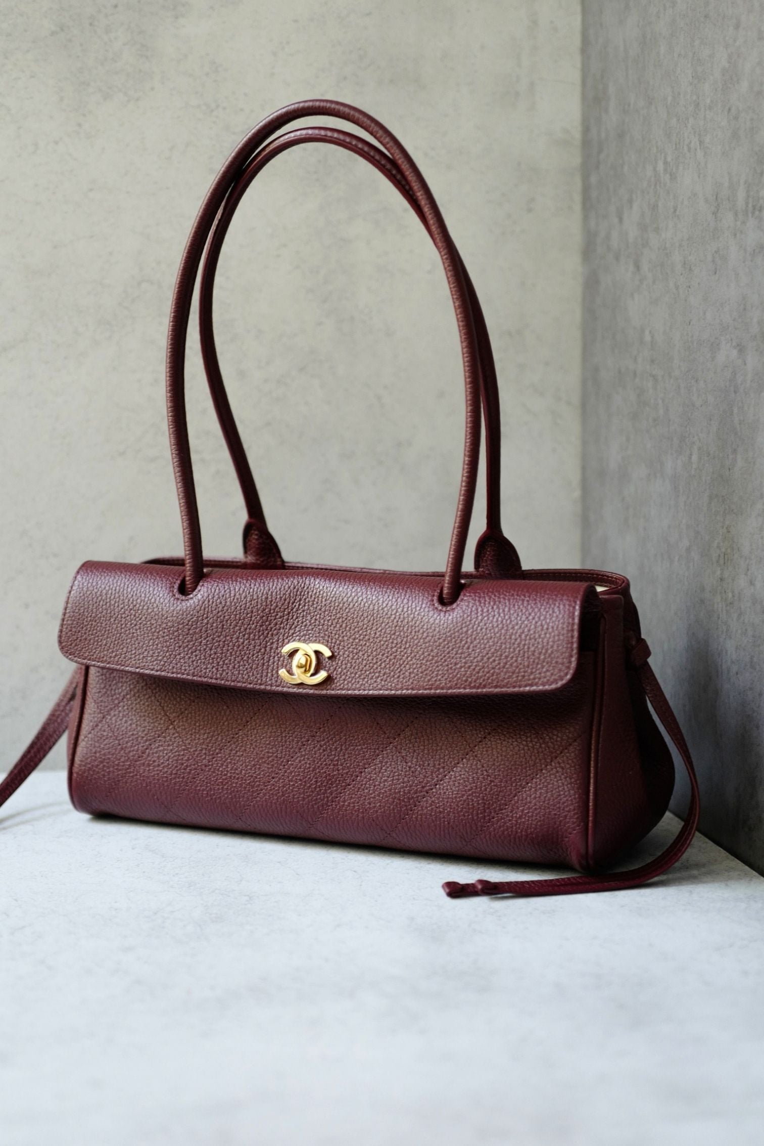Chanel 26s Small Shopping Bag Matthieu Blazy Dark Burgundy Calfskin GHW