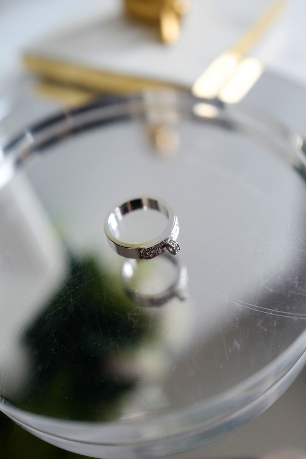BNIB Hermes Kelly Ring in White Gold with Diamonds Size 50 $7500 Retail