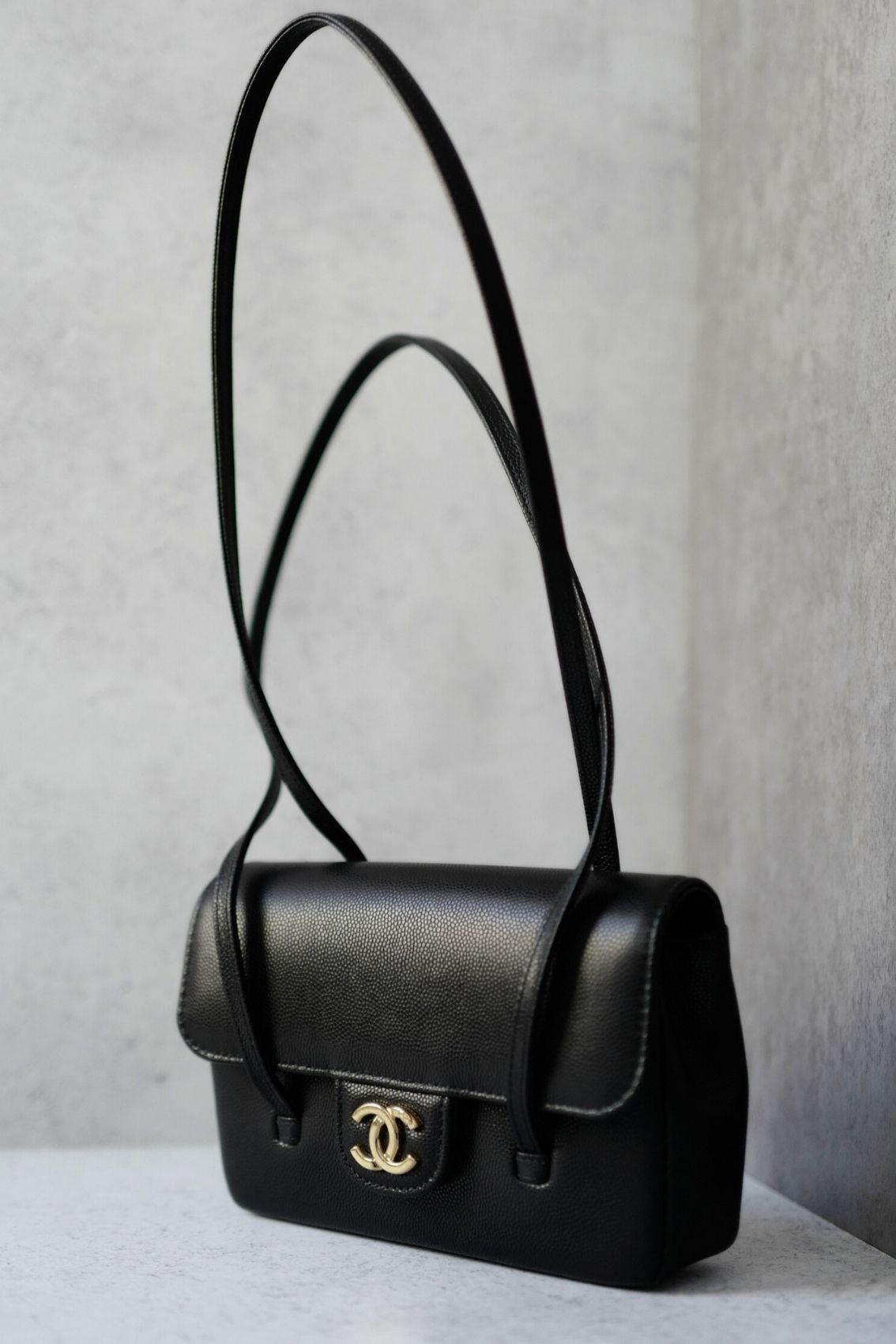 Chanel 26 Preppy Coco 17 Mini Black Grained Shiny Calfskin Gold Hardware