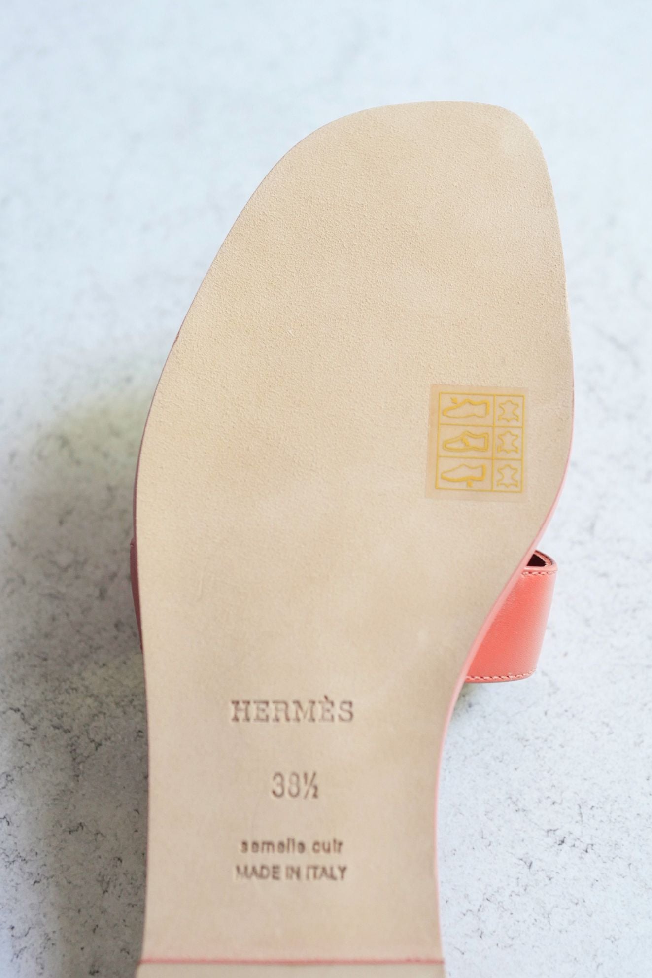 Hermès Oran Sandal Rouge Tomette Calfskin Leather Size 38.5