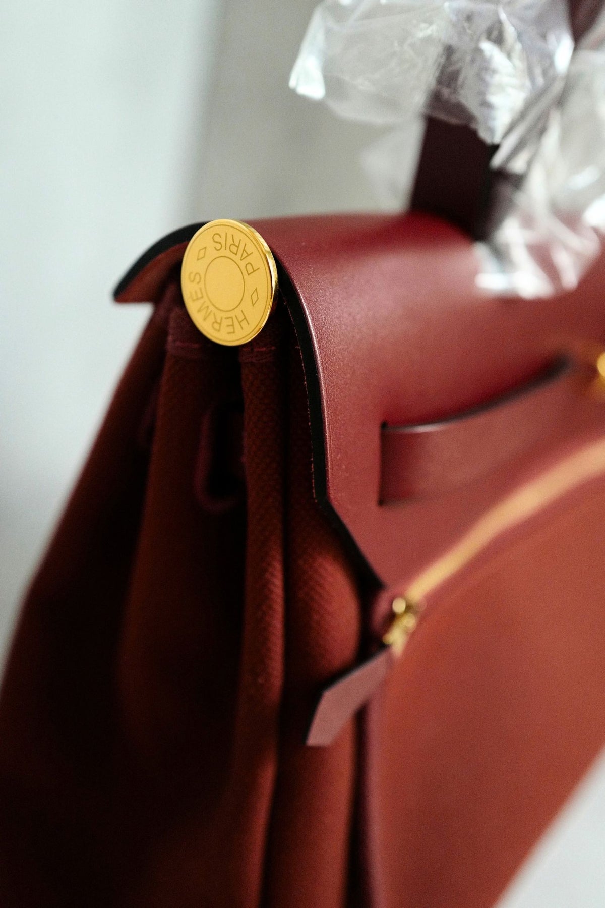 Hermes Herbag Zip 31 Rouge H Militaire Canvas Leather Gold Hardware