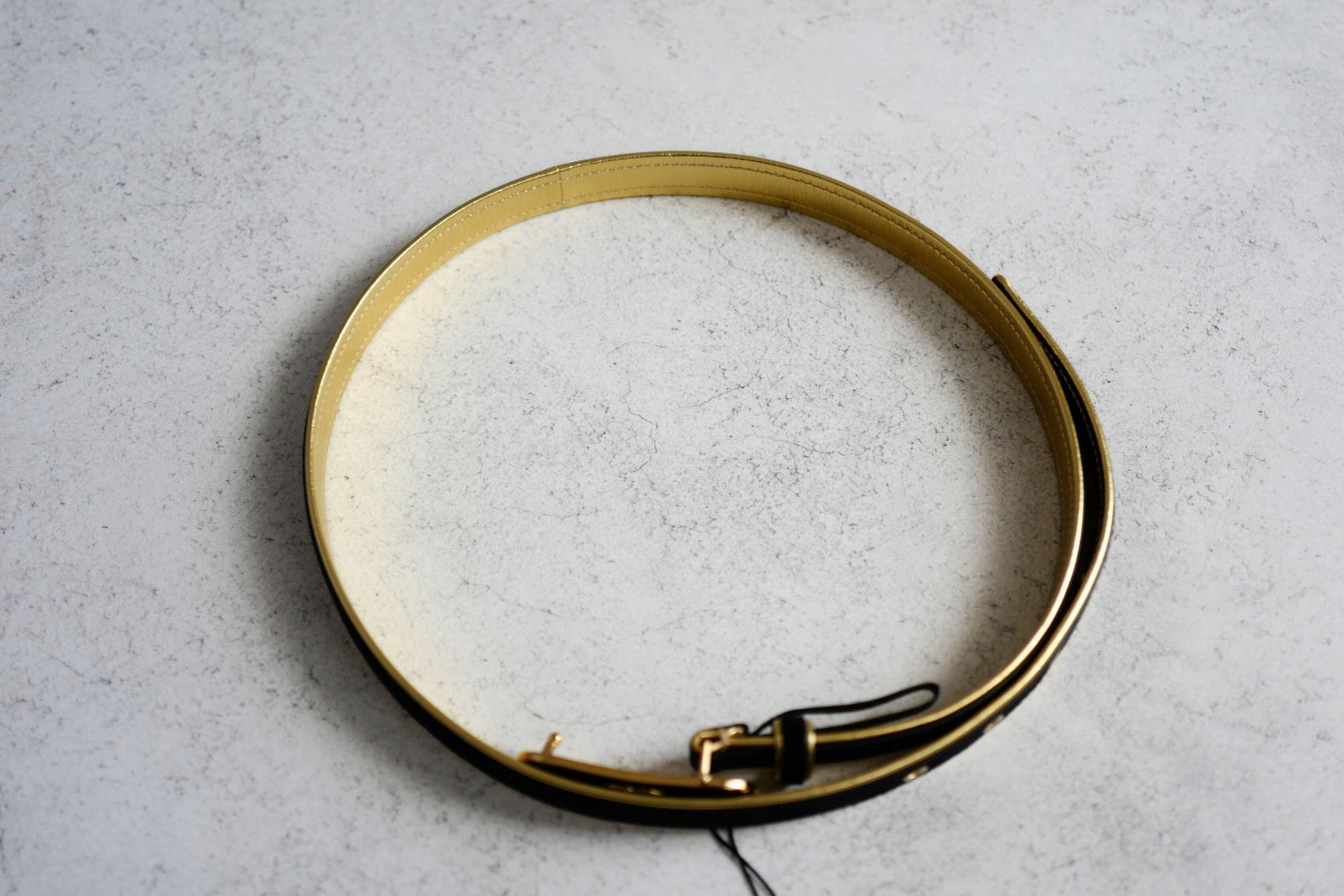 Chanel 24S Womens Leather Belt in Goatskin, Lambskin & Metal Black & Gold 80