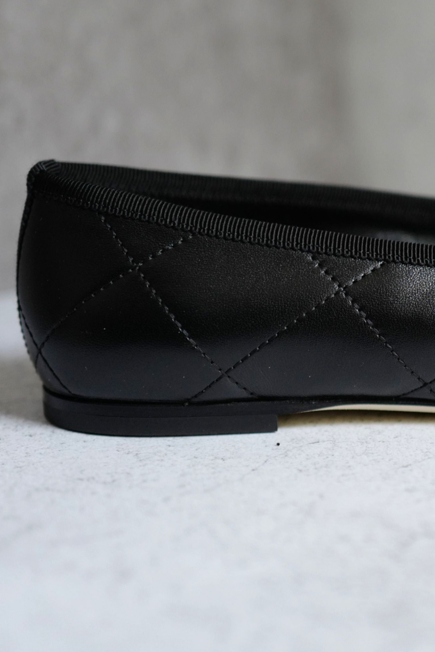 Chanel 26M Coco Beach Ballet Flats Black Lambskin Size 37.5