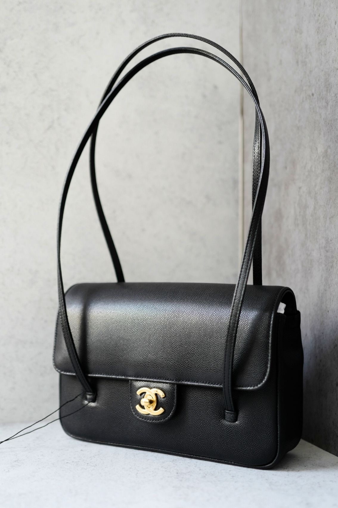 Chanel 26s Preppy Coco 22 Small Black Grained Shiny Calfskin With Gold Hardware