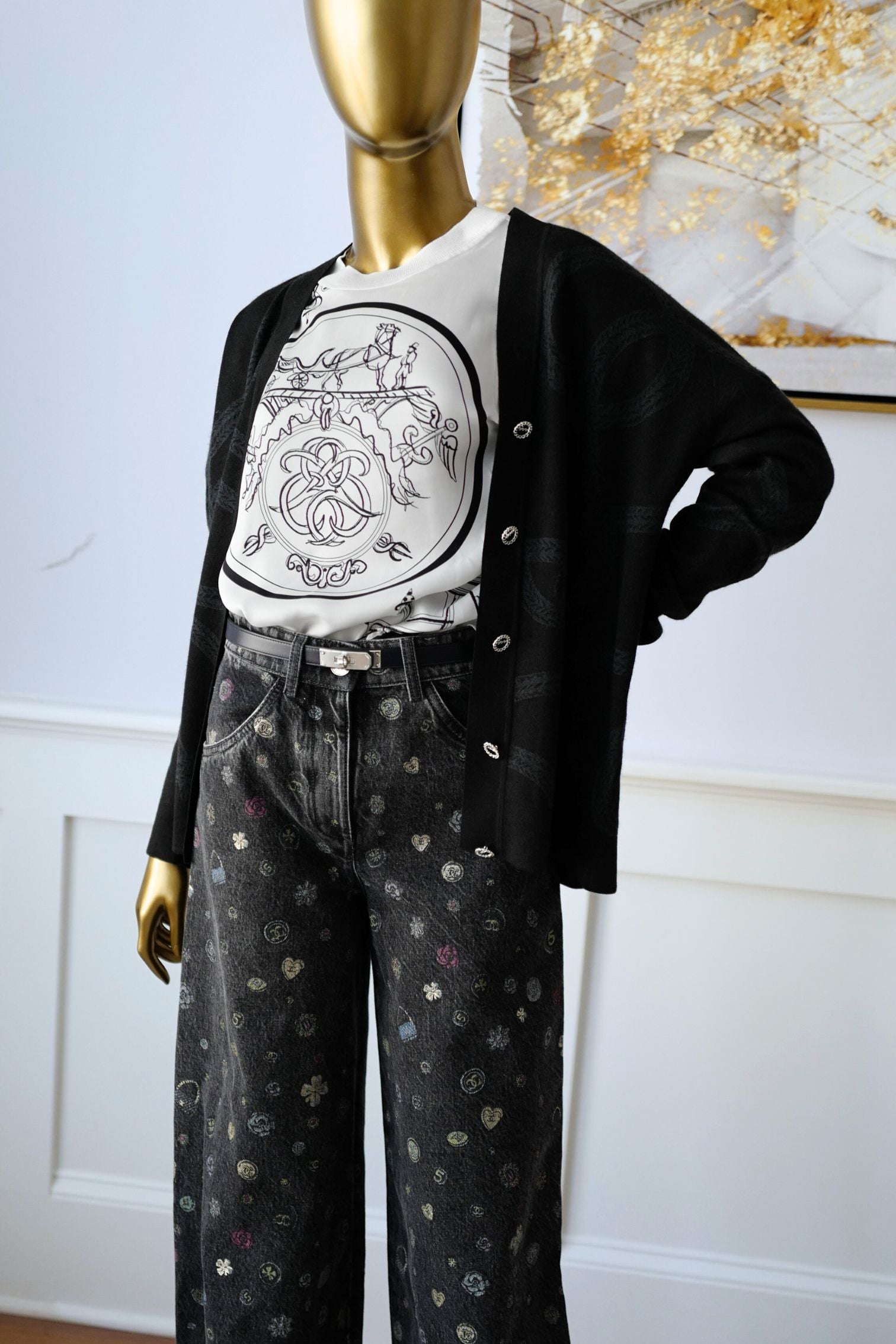 Hermès Palefroi Double Face Knit Cardigan Noir Cashmere Silk Size 36