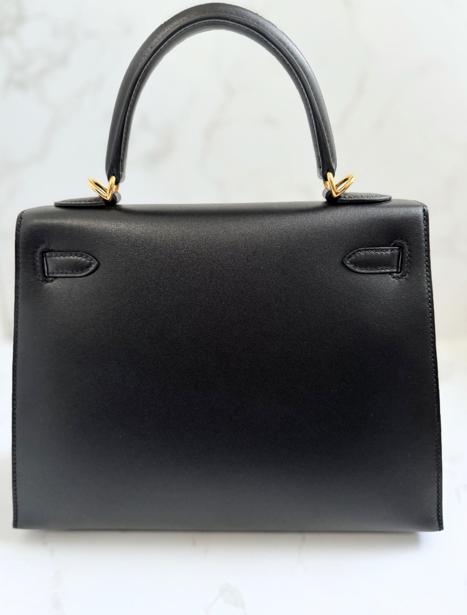 Hermes Kelly 25 Black Tadelakh Sellier Gold HW Complete Original Receipt NEW
