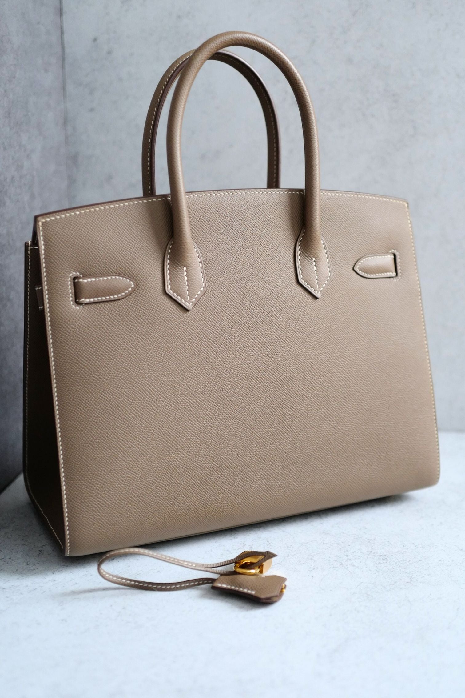 Hermès Birkin 30 Etoupe Epsom Leather Sellier with Gold HW Stamp Z