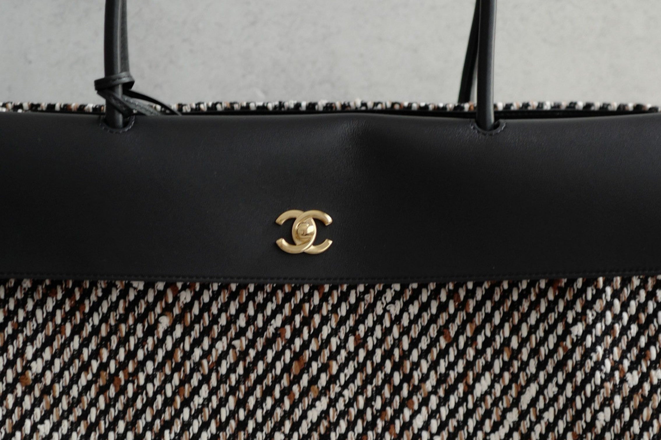 Chanel 26s Large Shopping Bag Black/Ecru Wool Gold Hardware "Matthieu Blazy's"