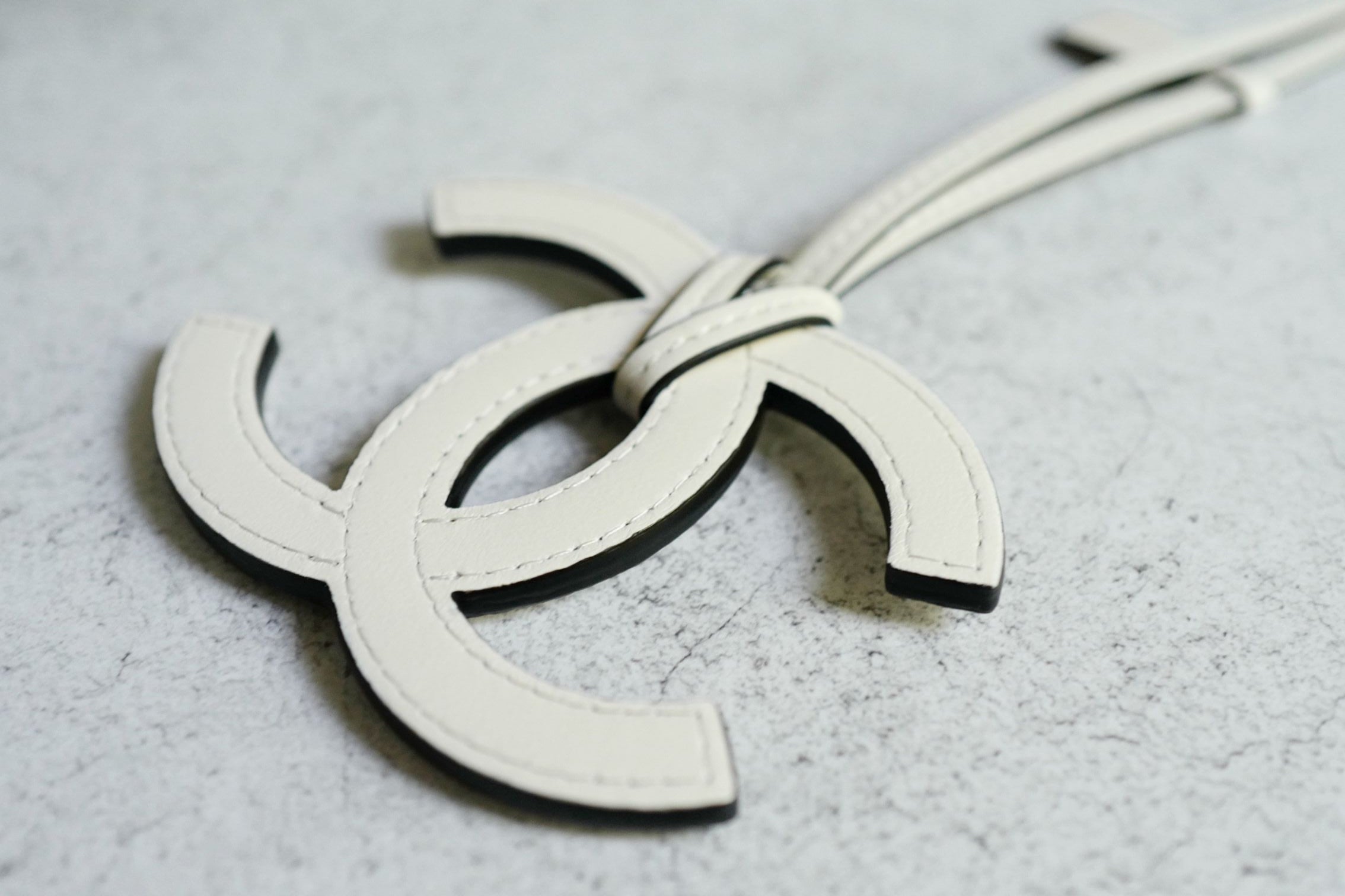 Chanel 26S Mini Bag Charm White Lambskin Leather
