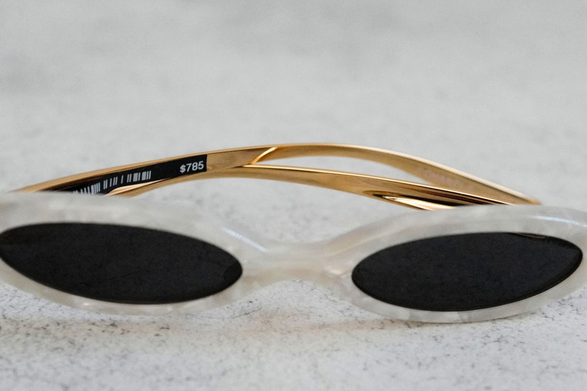 CHANEL 26K Fall/Winter Oval Sunglasses Blanc Acetate Frame Gray Lens 19mm