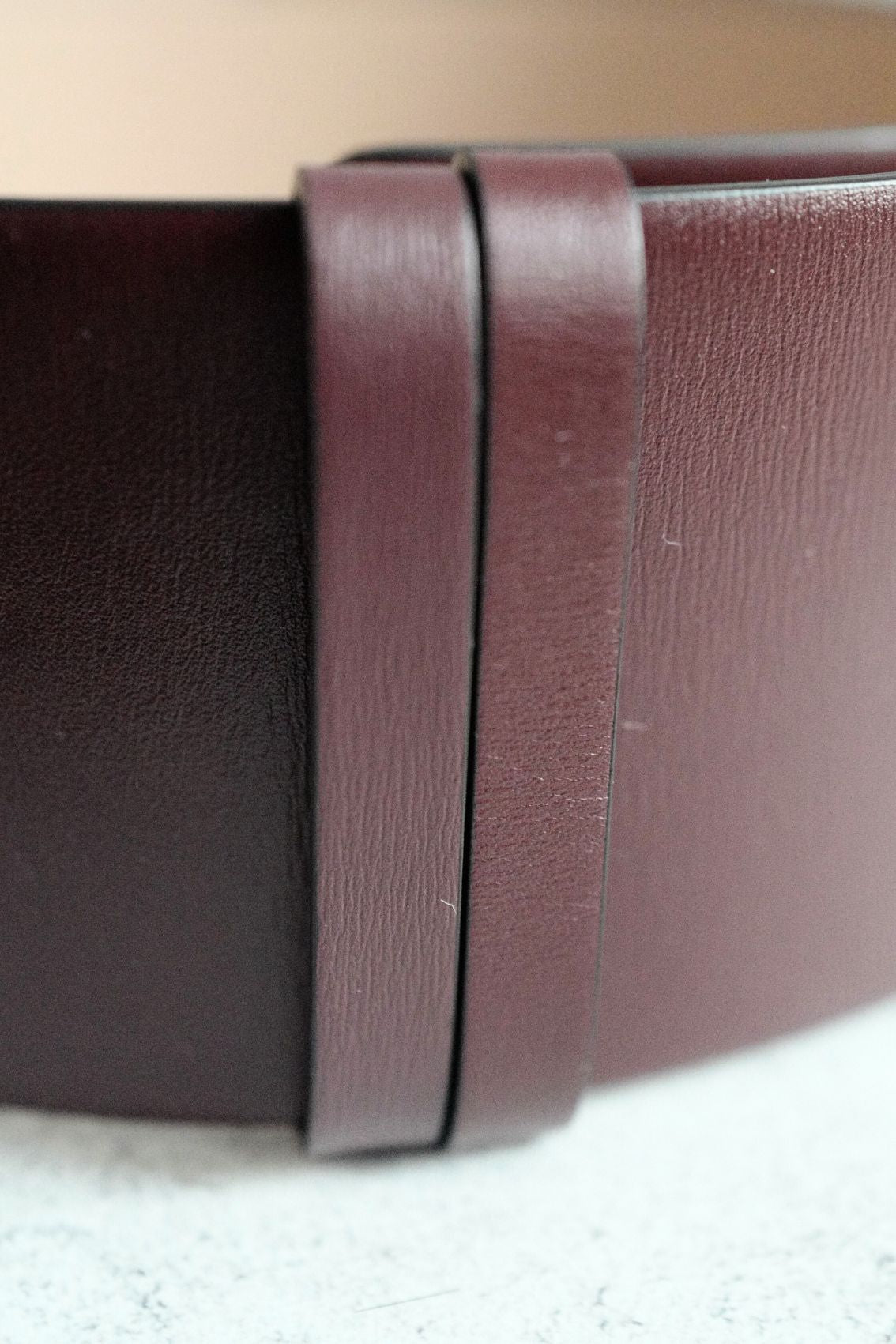 Valentino Vlogo Hammered Buckle Reversible Wide Signature Belt Burgundy/Blush