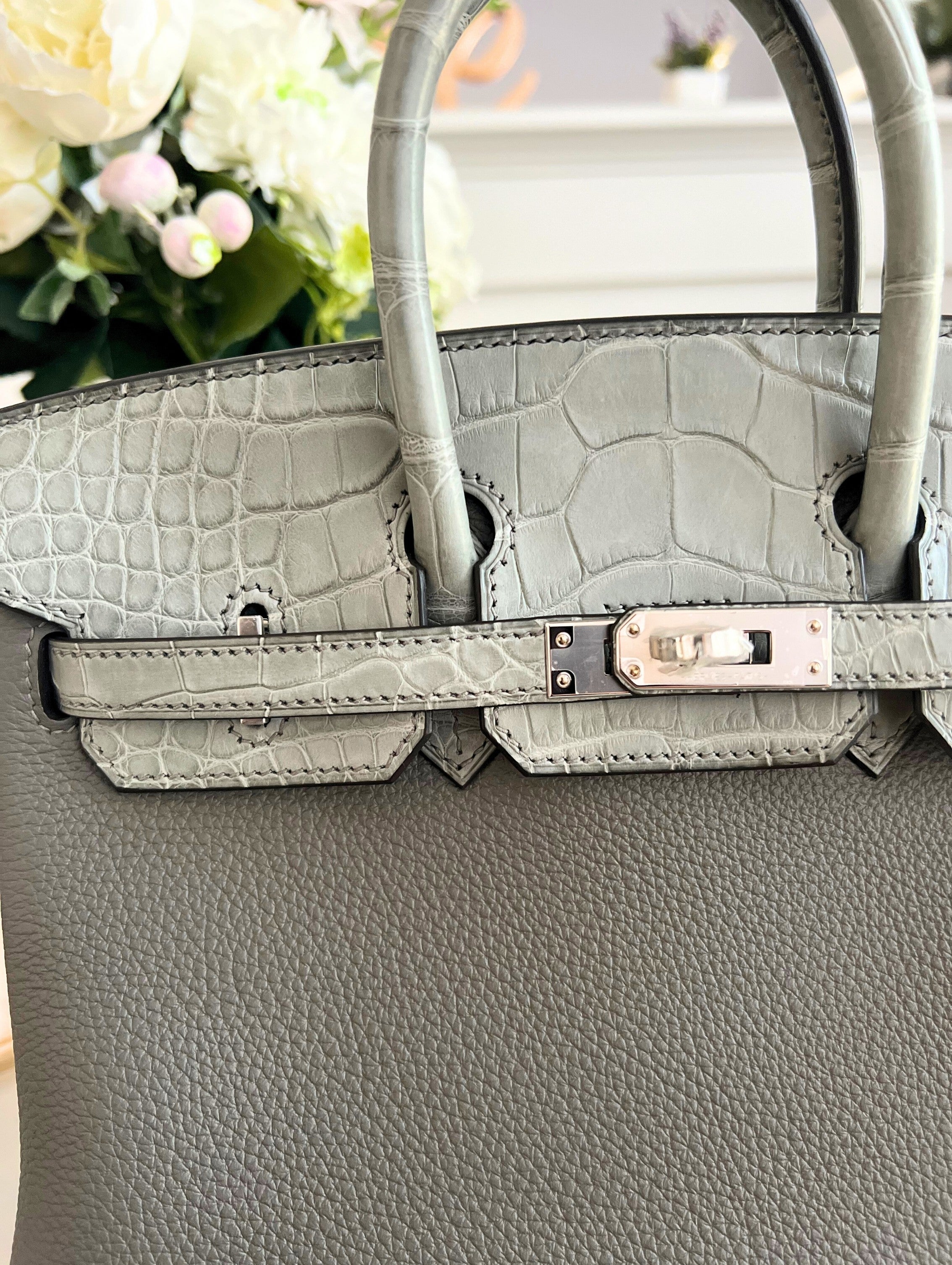 NEW Hermes Birkin 25 Touch Gris Meyer Palladium Hardware B Stamp 2023