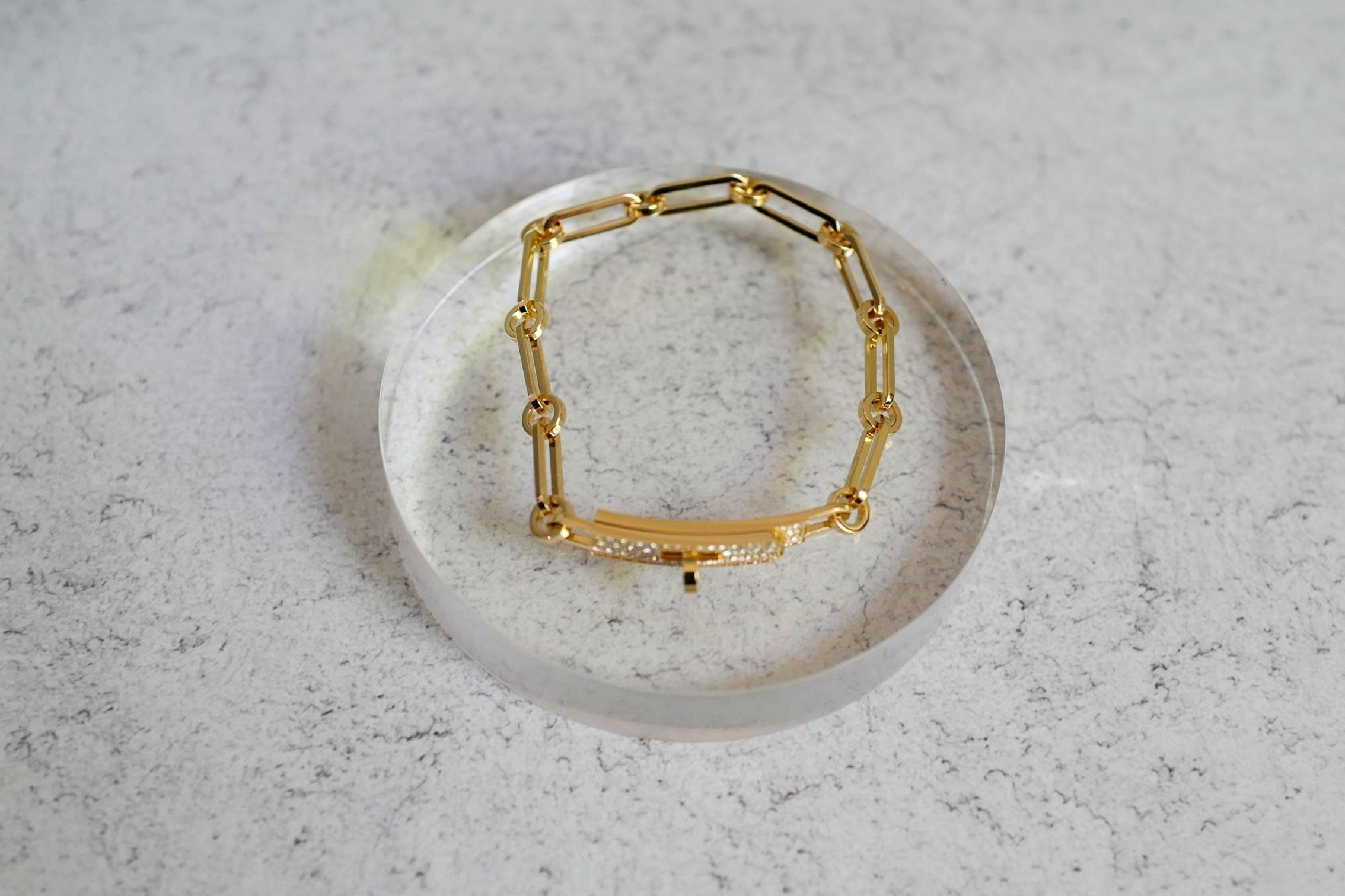 Hermès Kelly Chaine Bracelet Small Size 18K Yellow Gold 41 Diamonds Size 150