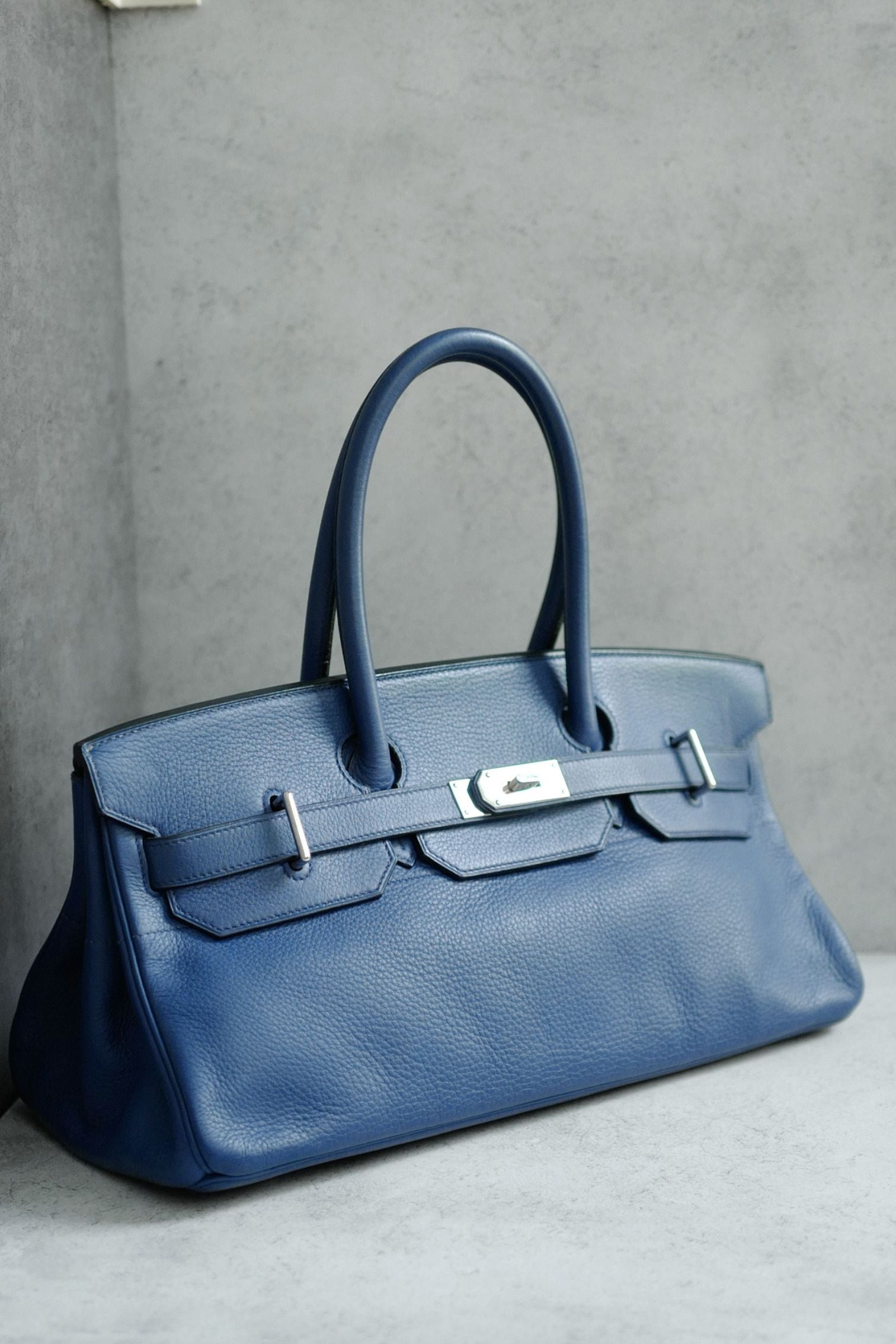 Hermes Birkin Shoulder 42 Blue Sapphire Clemence Leather PHW - Preowned