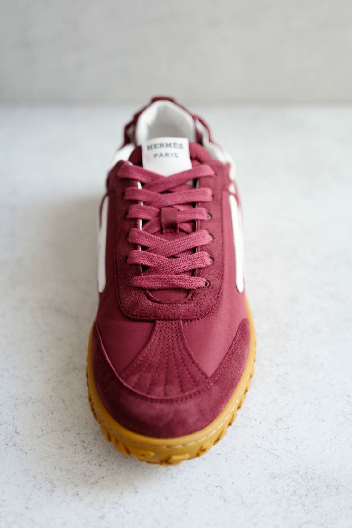 Hermès Women Sneaker Jet Rose Lie De Vin/Blanc Nylon Suede Goatskin Size 39