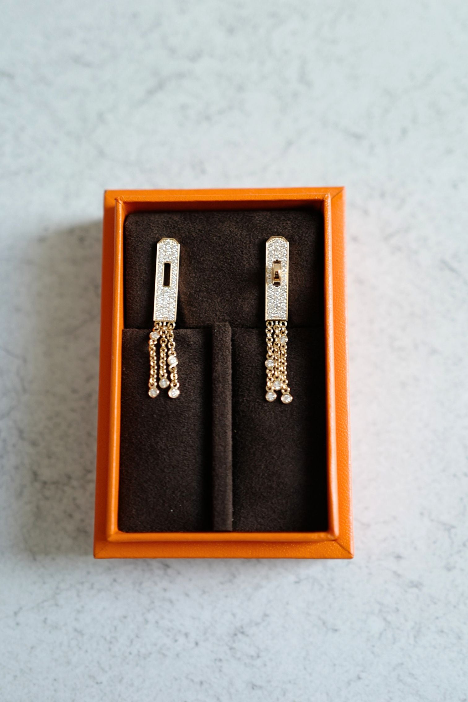 Hermès Kelly Gavroche Earrings 18K Rose Gold Diamond Small Model