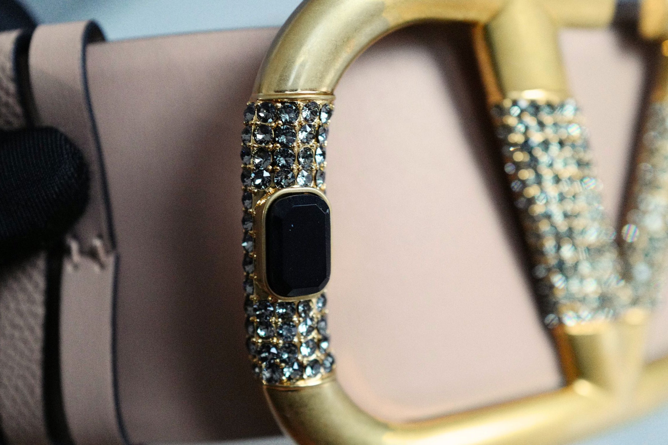 Valentino Vlogo Crystal Embellished Reversible Leather Belt Women's