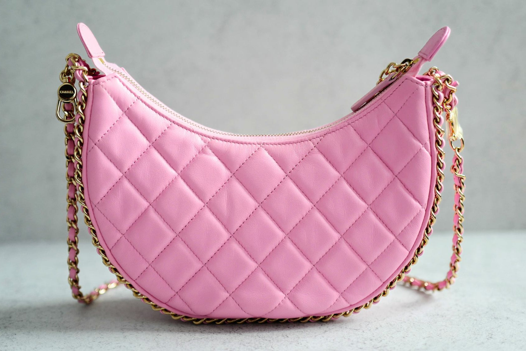 Chanel 23P Small Half Moon Hobo Bag In Lilac Pink With Gold Hardware