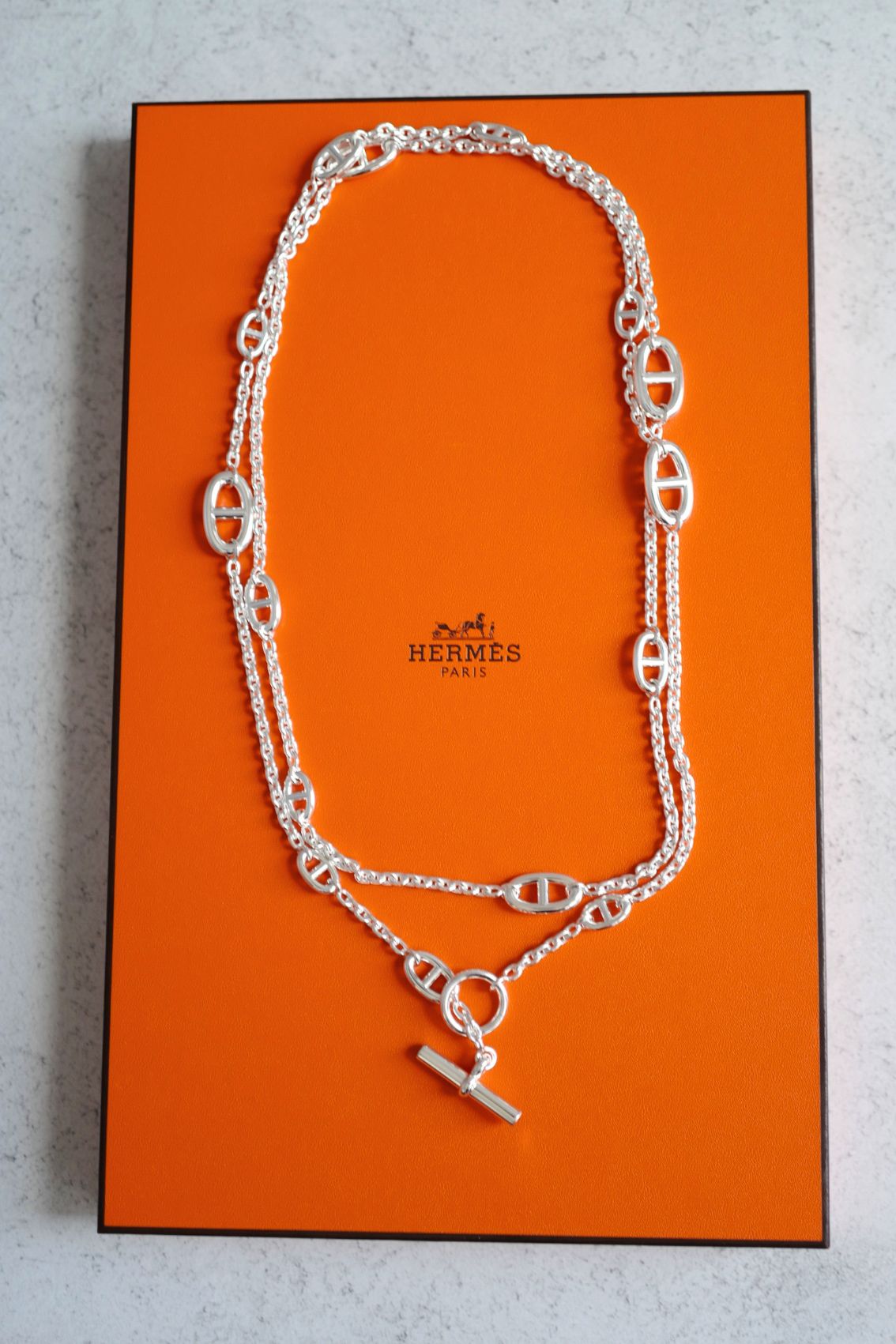 Hermès Farandole Long Necklace 120 Sterling Silver