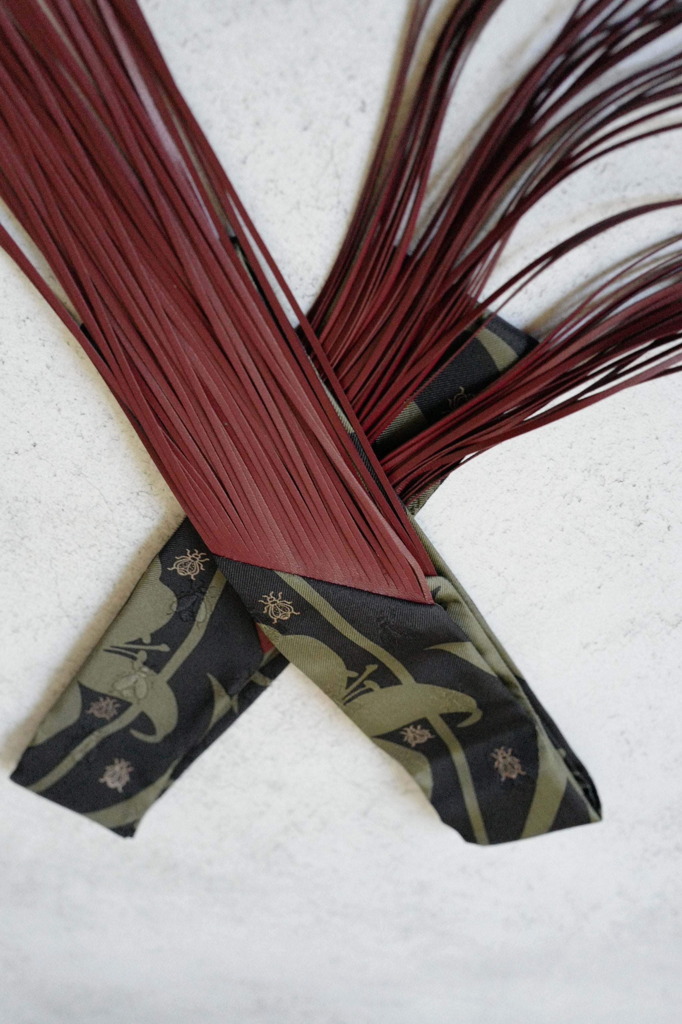 Hermès Twilly Bouquet Final Silk Noir Vert Loden with Leather Fringe
