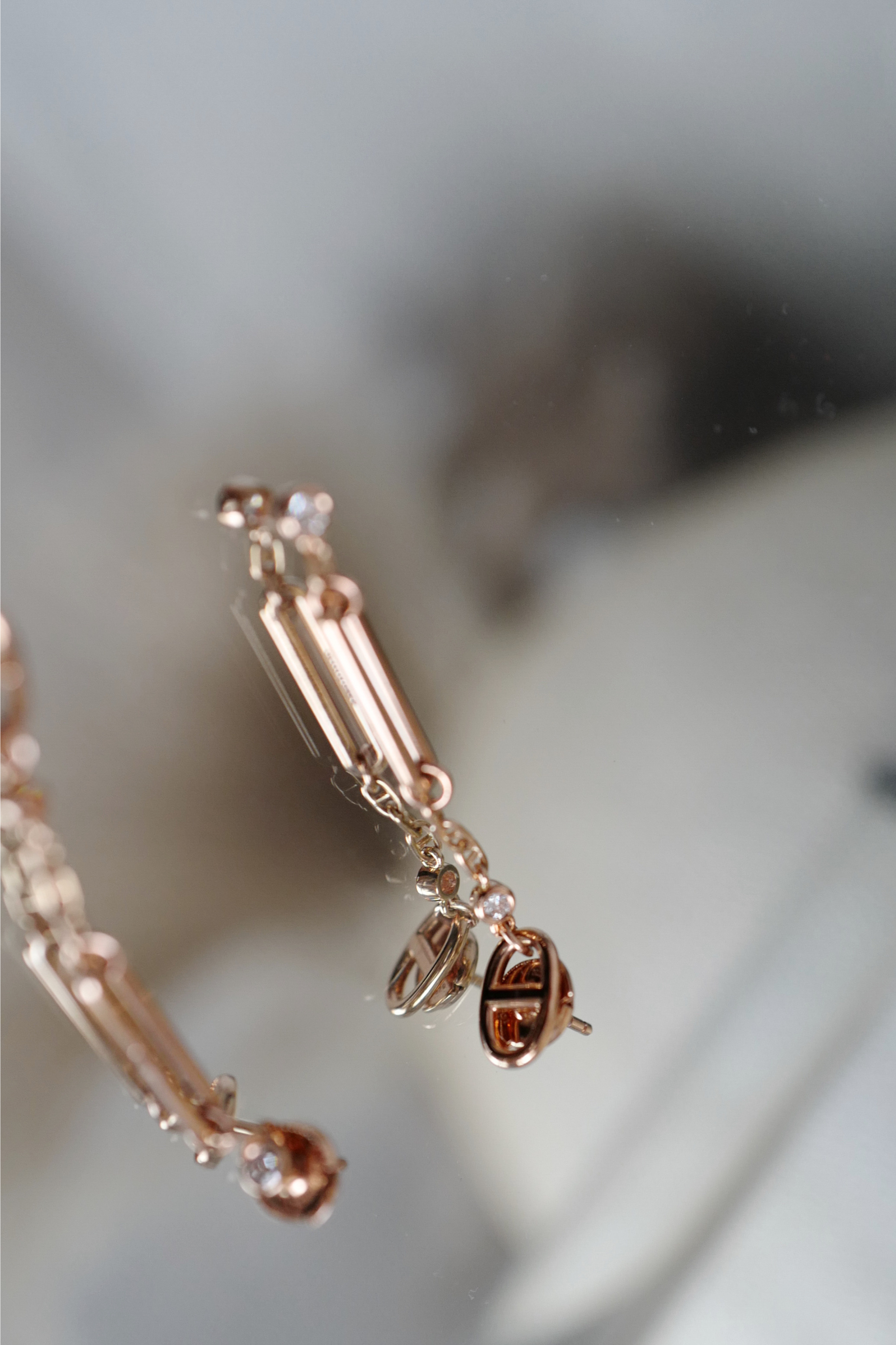 Hermès Chaîne d’Ancre Chaos Earrings Rose Gold with Diamonds