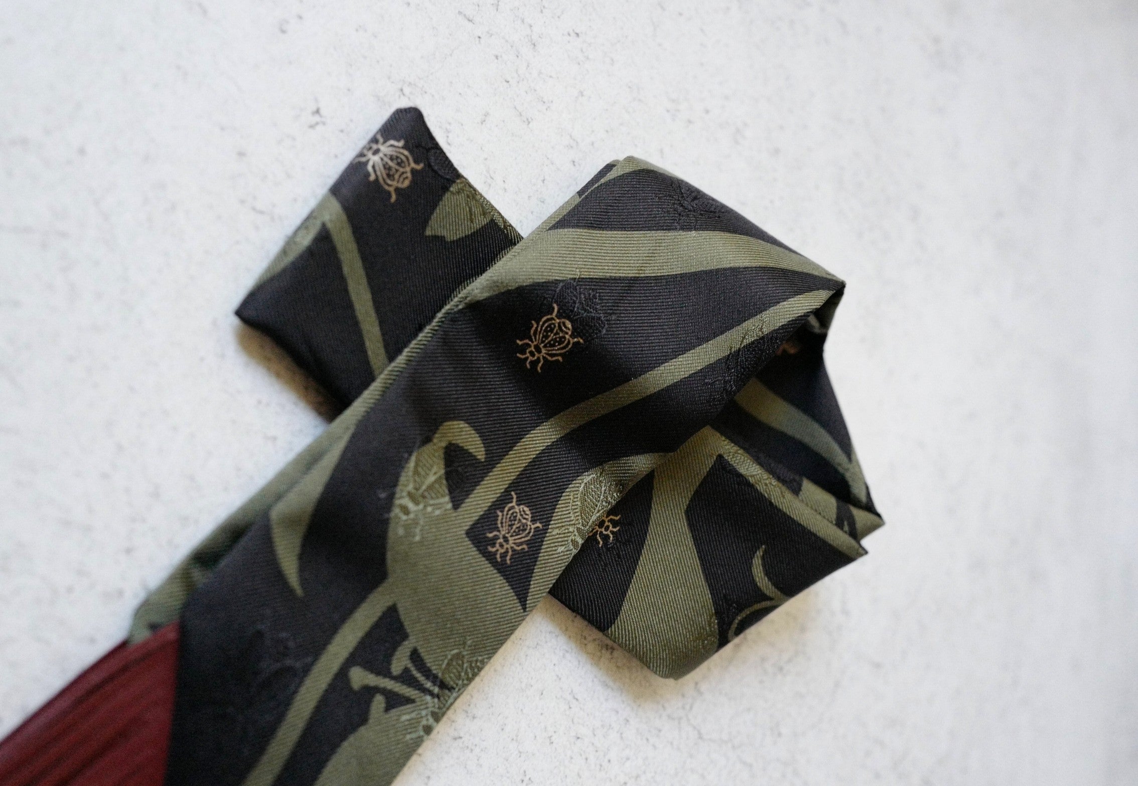 Hermès Twilly Bouquet Final Silk Noir Vert Loden with Leather Fringe