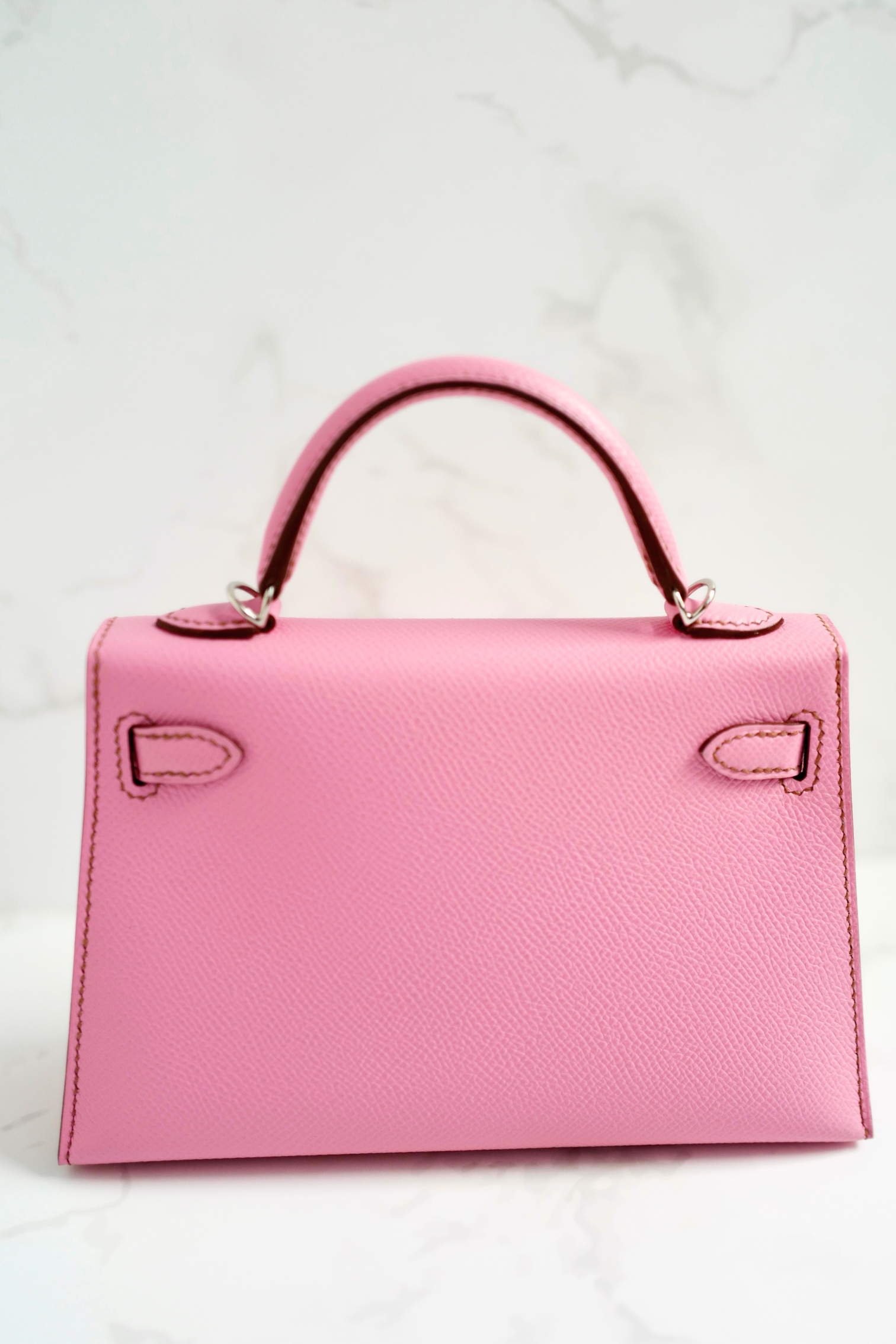 BNIB Hermès Mini Kelly 20 5P Bubblegum Pink Epsom Palladium Hardware Z Stamp