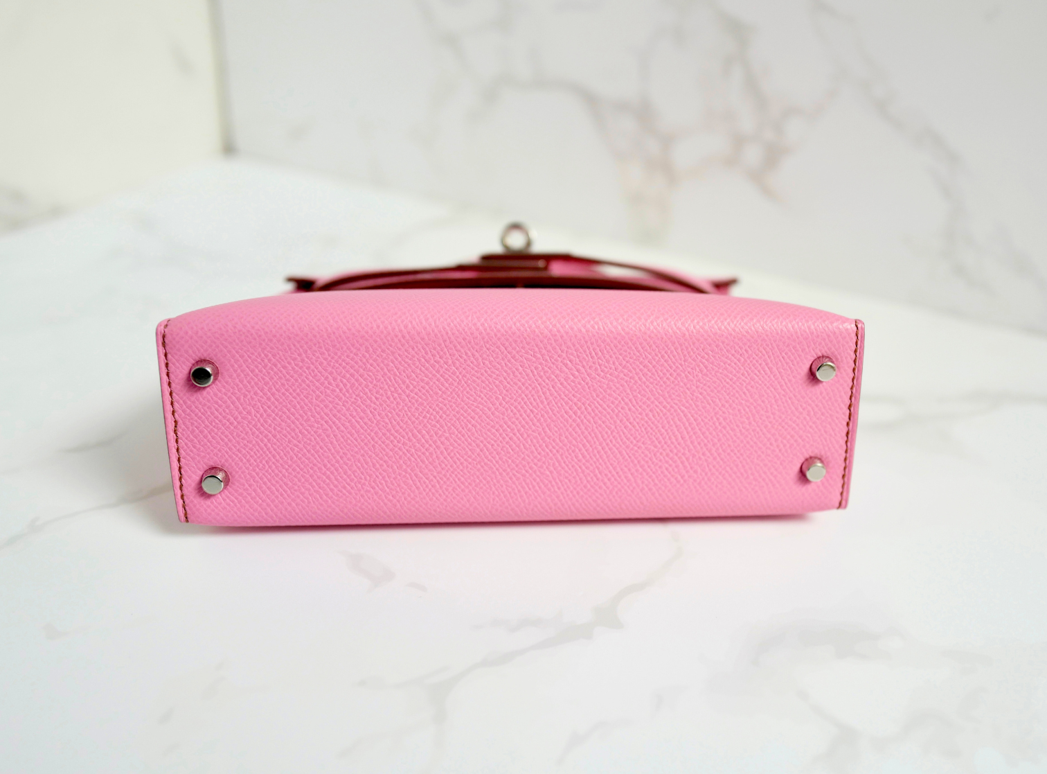 BNIB Hermès Mini Kelly 20 5P Bubblegum Pink Epsom Palladium Hardware Z Stamp