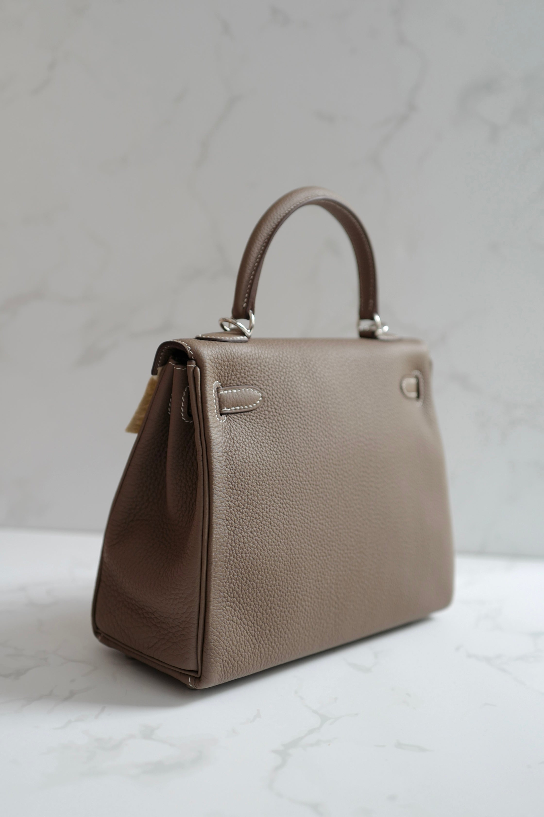 BNIB Hermes Kelly 25 Etoupe Togo Retourne Palladium HW Y 2020 NEW